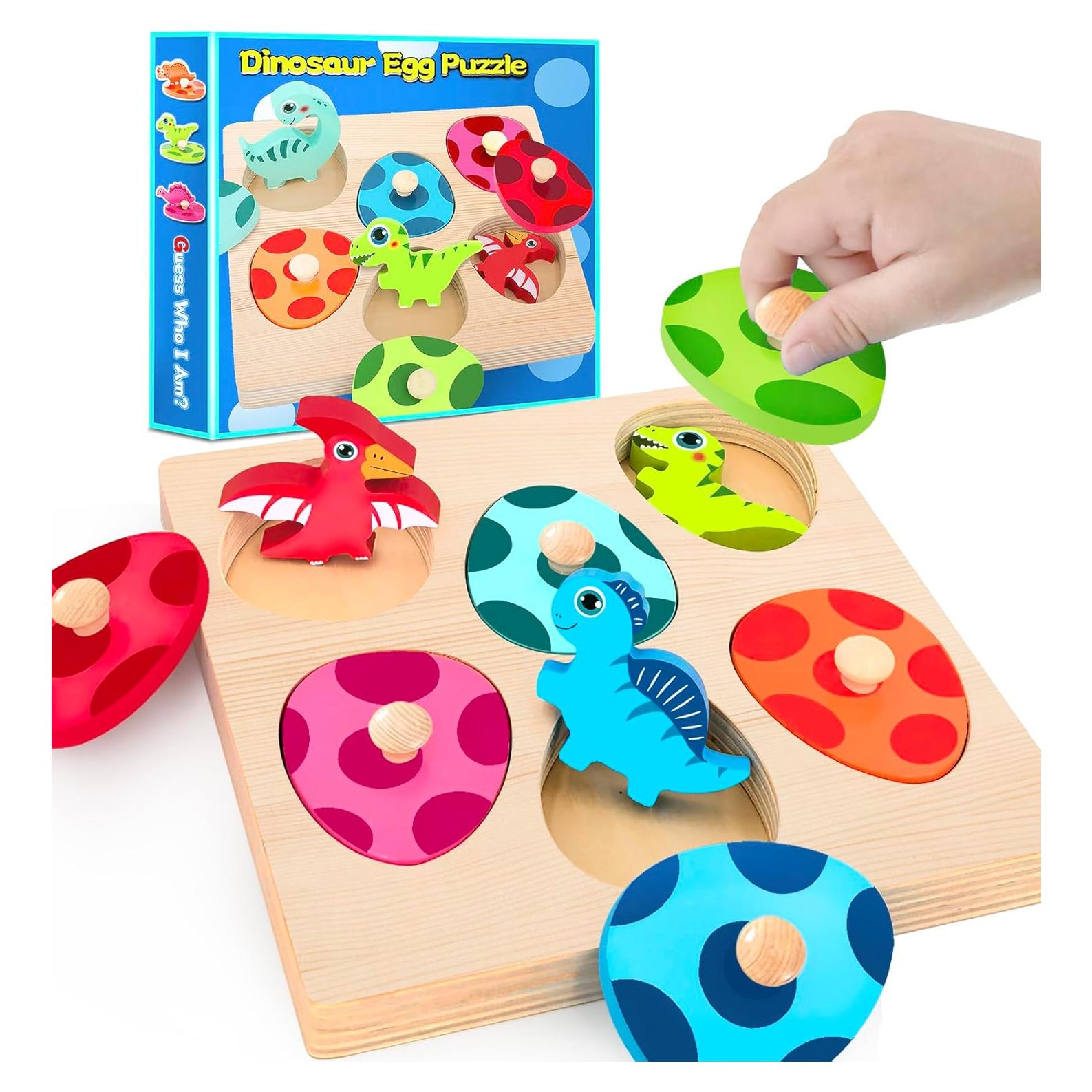 Rompecabezas de Clavos de Madera Dinosaurio Montessori 17.5cm