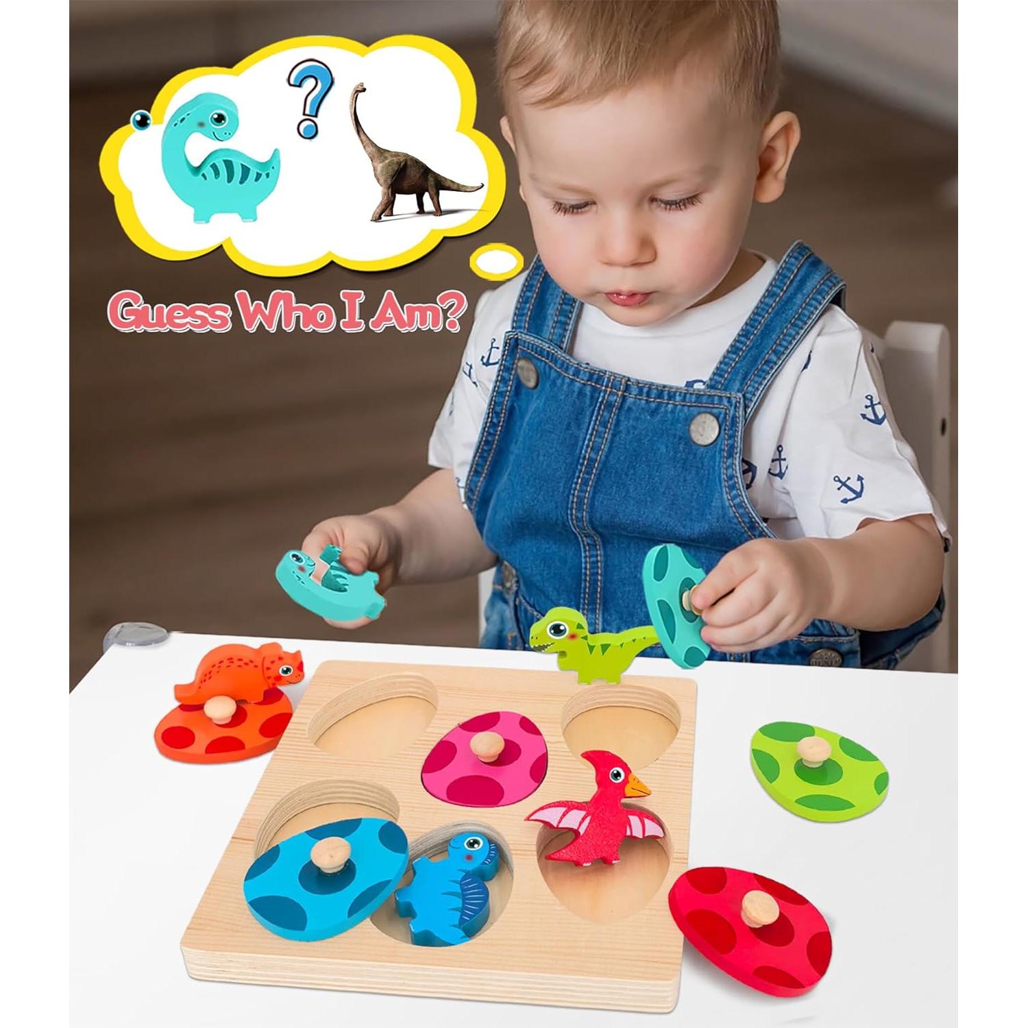 Rompecabezas de Clavos de Madera Dinosaurio Montessori 17.5cm