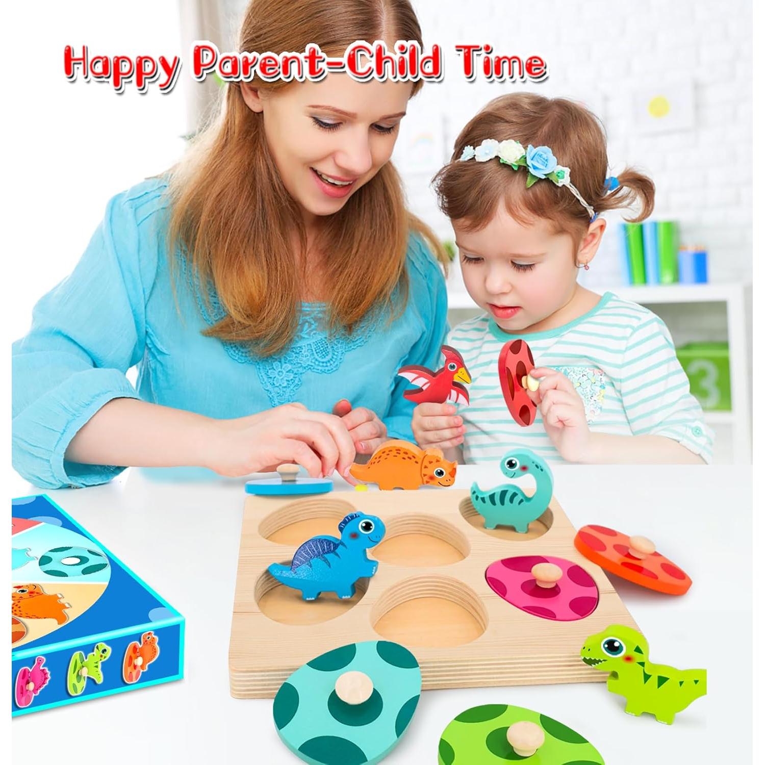 Rompecabezas de Clavos de Madera Dinosaurio Montessori 17.5cm