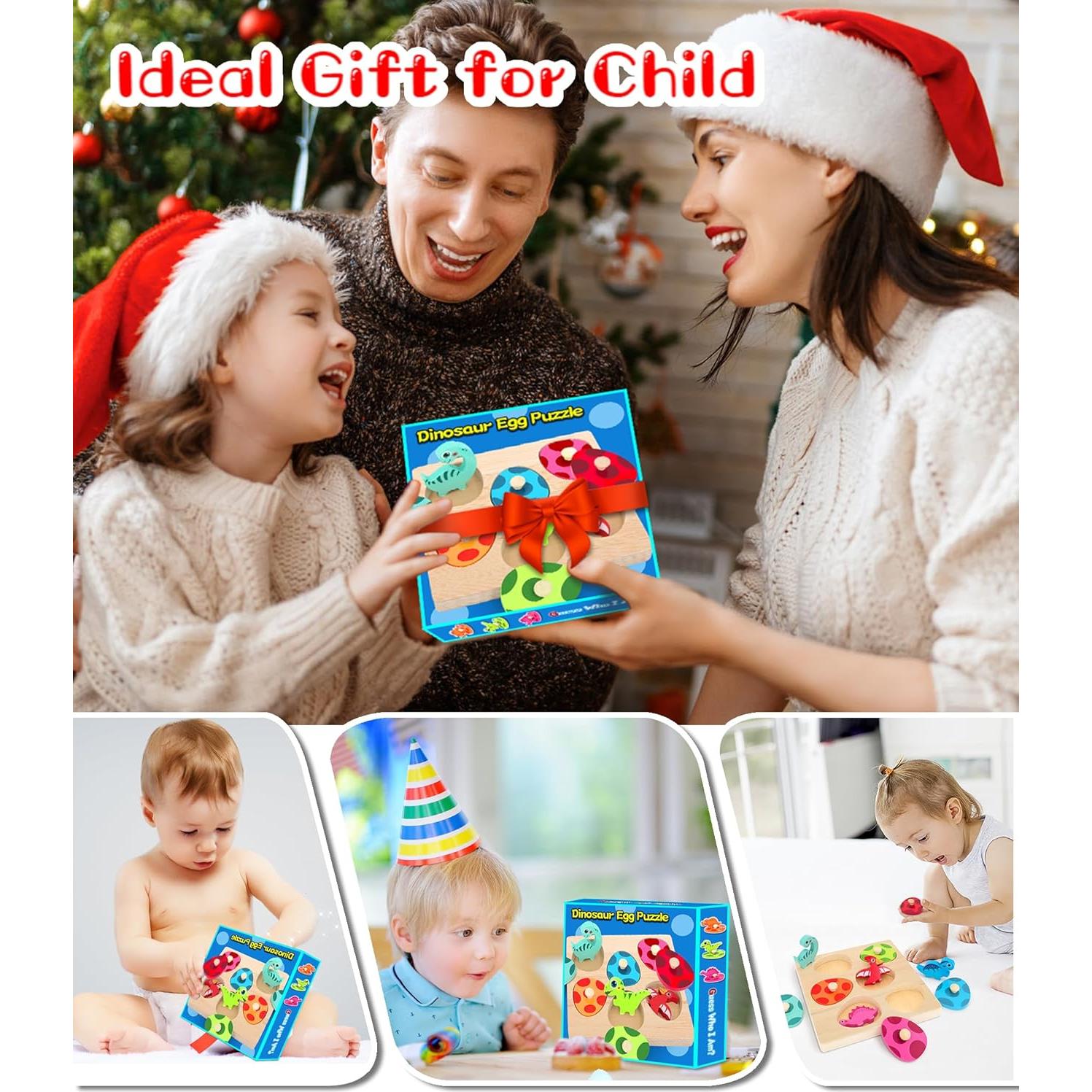 Rompecabezas de Clavos de Madera Dinosaurio Montessori 17.5cm