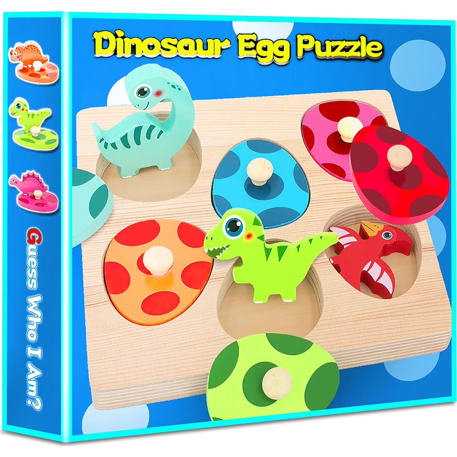 Rompecabezas de Clavos de Madera Dinosaurio Montessori 17.5cm