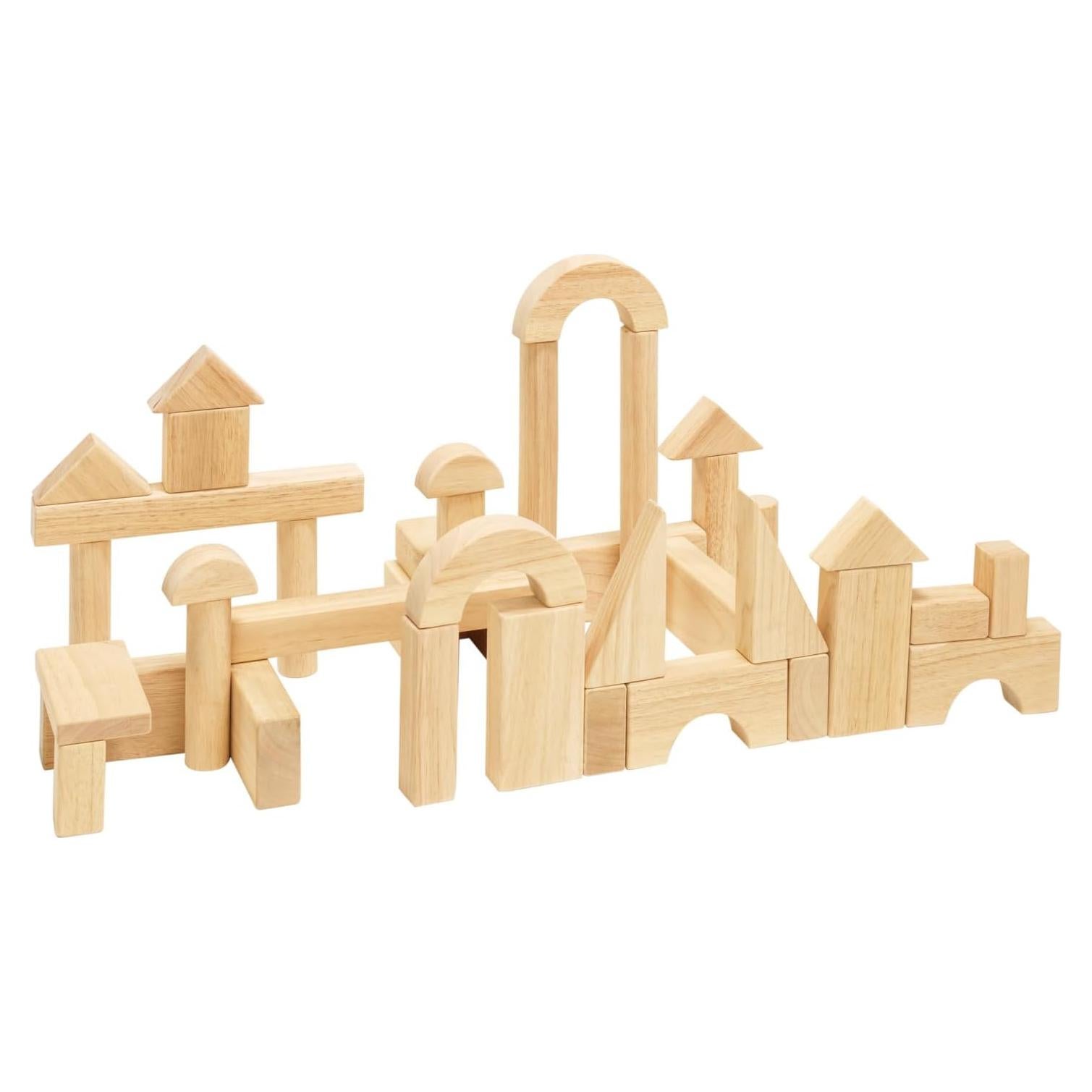 Bloques de Construcción de Madera de Caucho Excellerations - 58 Piezas