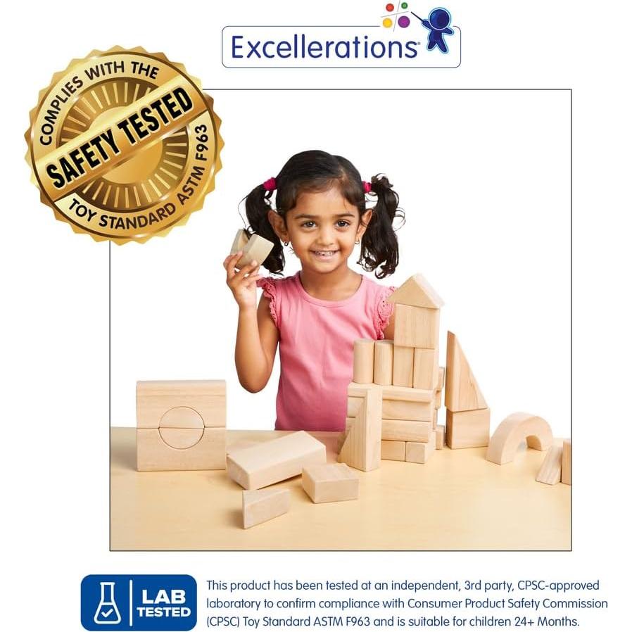 Bloques de Construcción de Madera de Caucho Excellerations - 58 Piezas