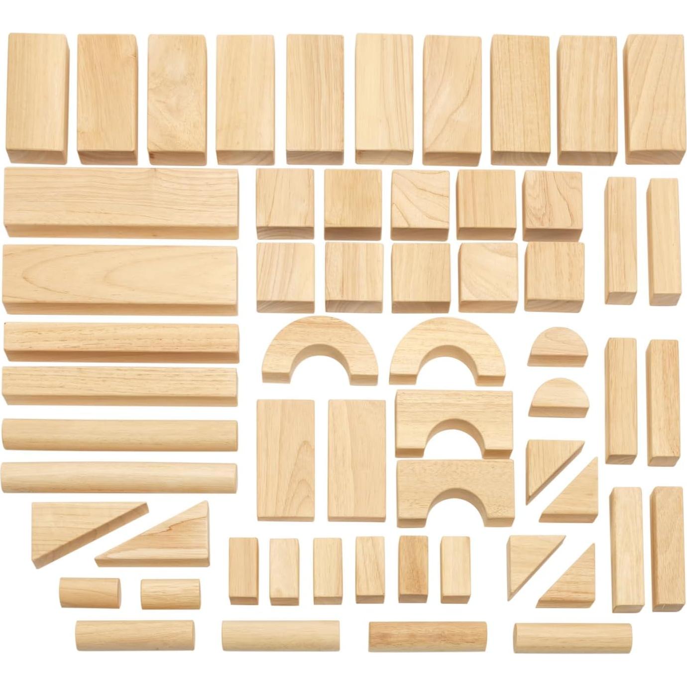 Bloques de Construcción de Madera de Caucho Excellerations - 58 Piezas