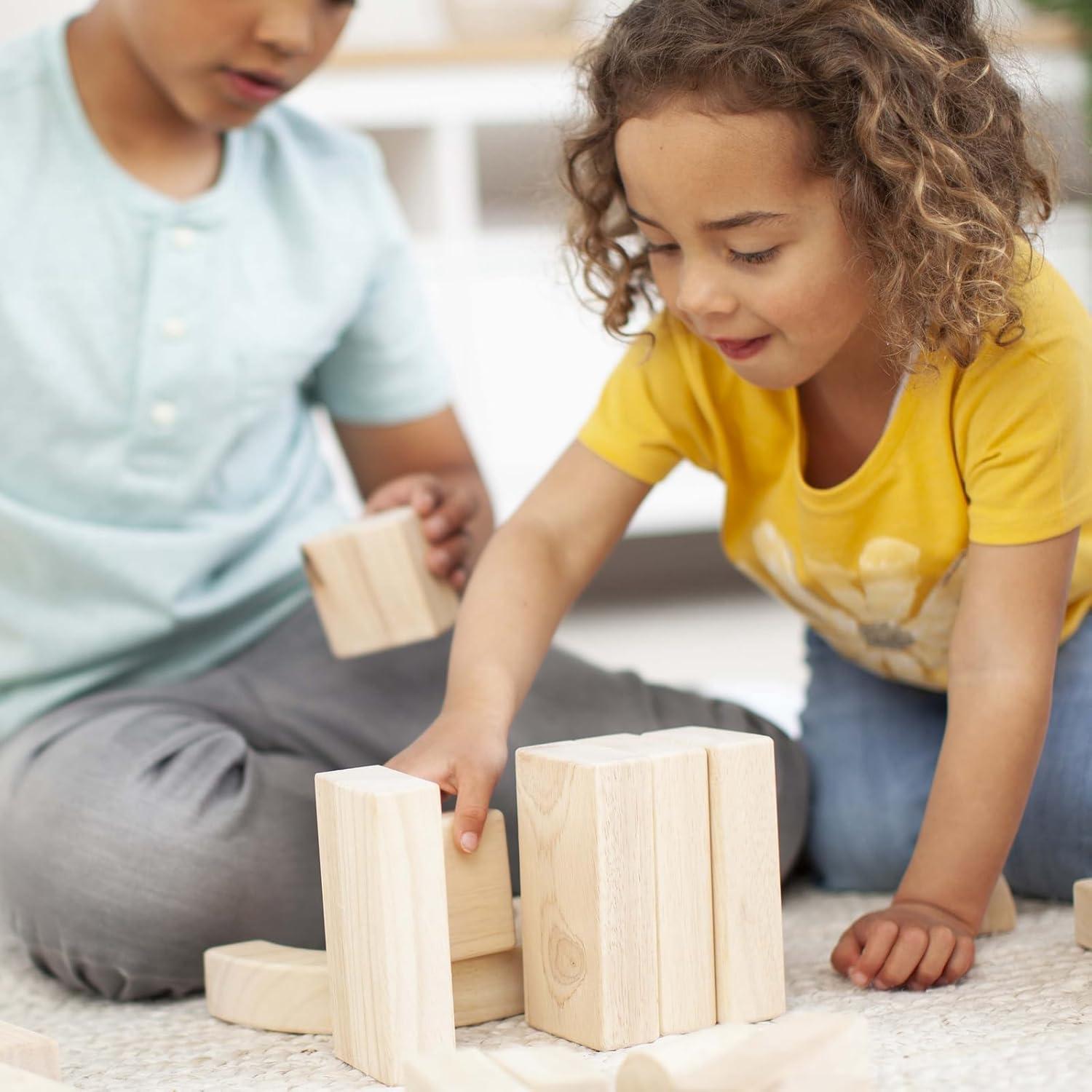 Bloques de Construcción de Madera de Caucho Excellerations - 58 Piezas