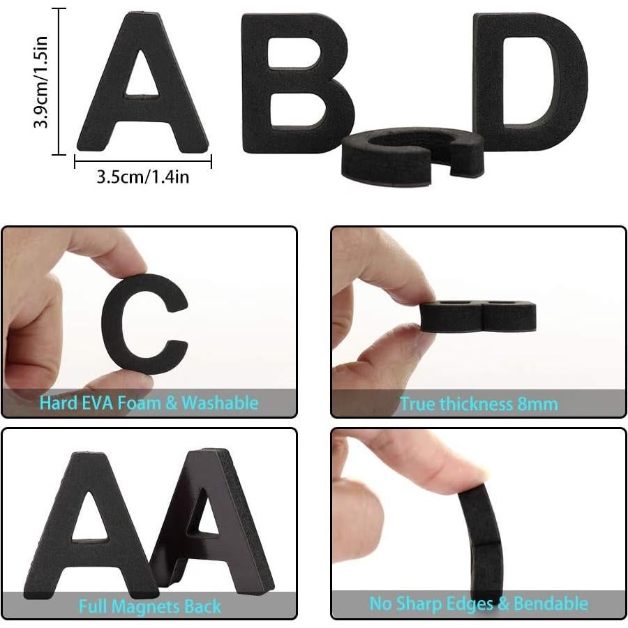 Juego de Letras Magnéticas Firlar 124 Piezas Alfabeto Negro