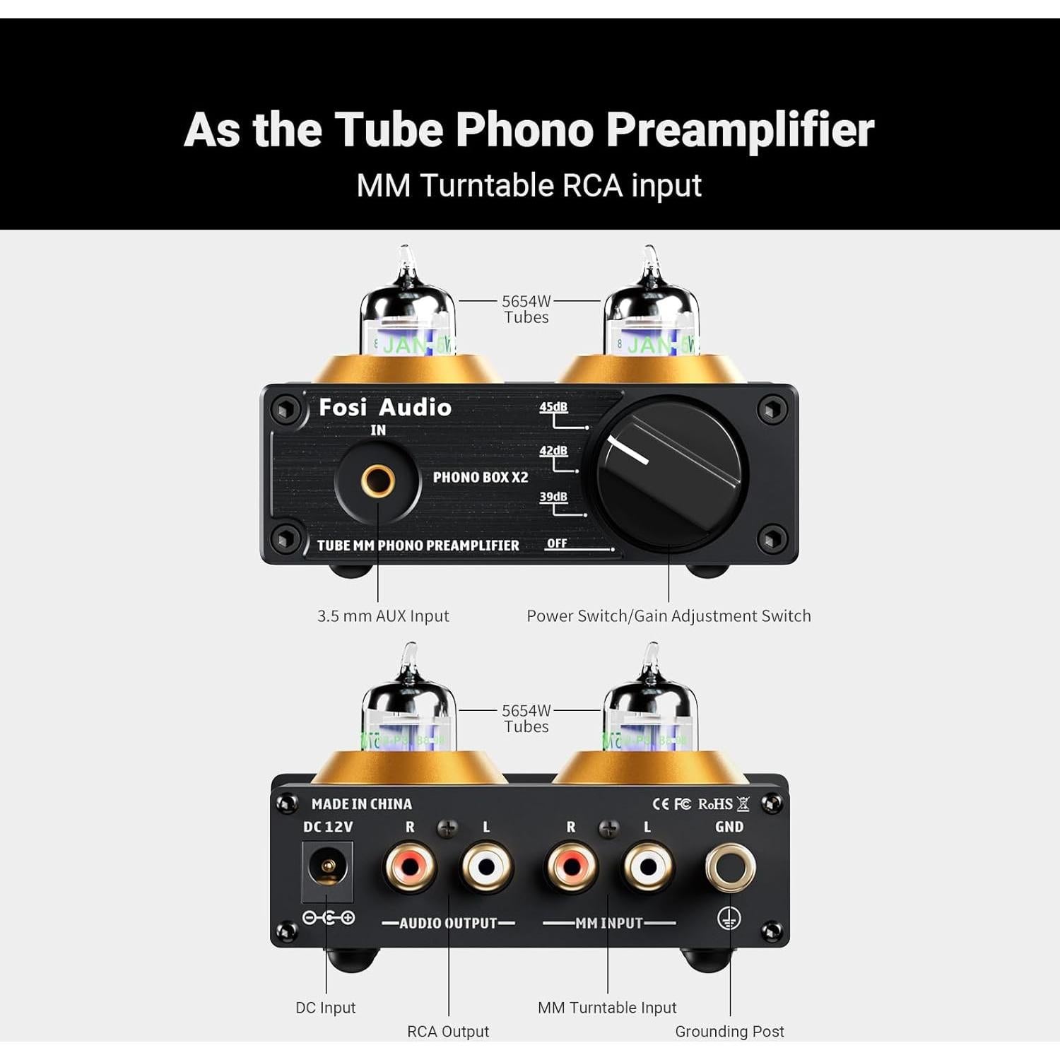 Fosi Audio Preamplificador Phono BOX X2 12V 0.31kg