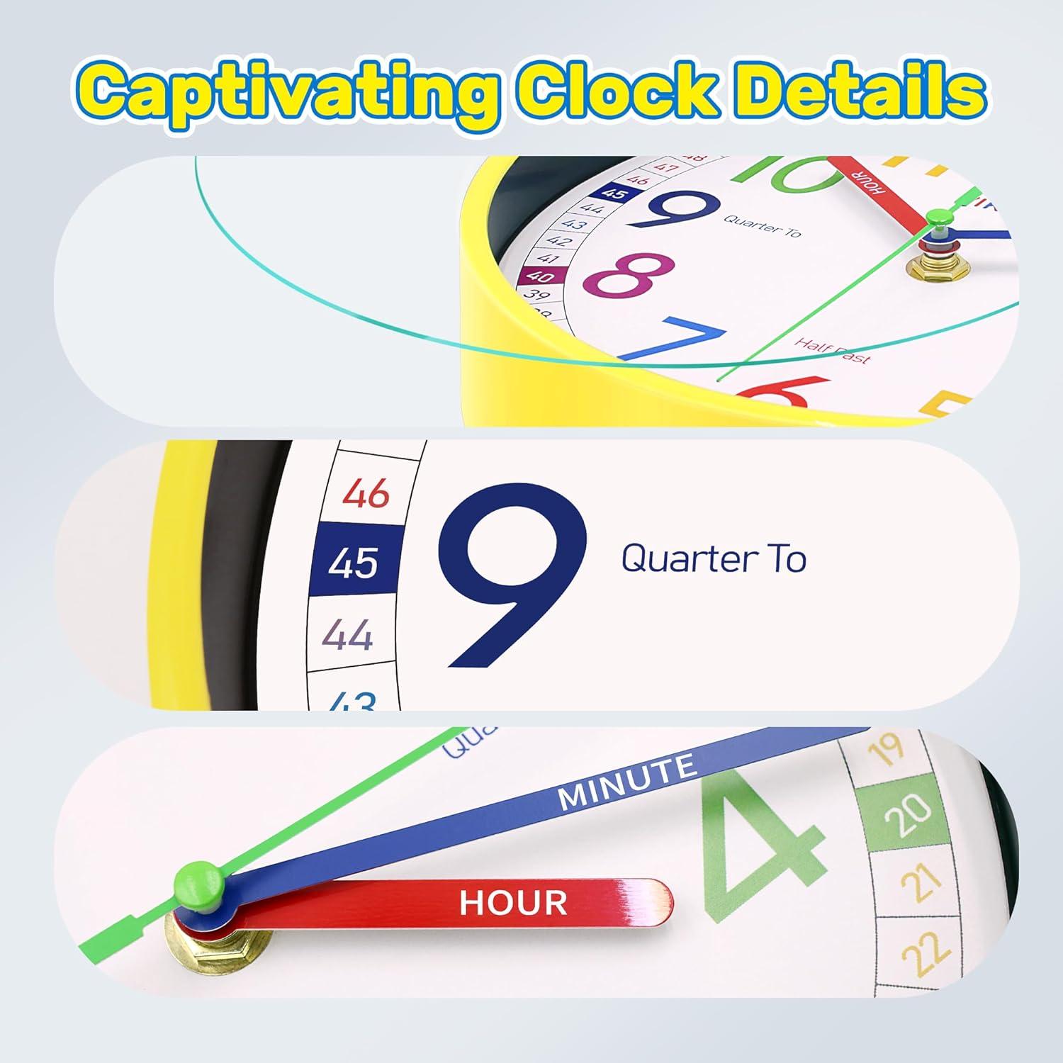 Reloj de Aprendizaje VIKMARI 20.32 cm Silencioso para Niños