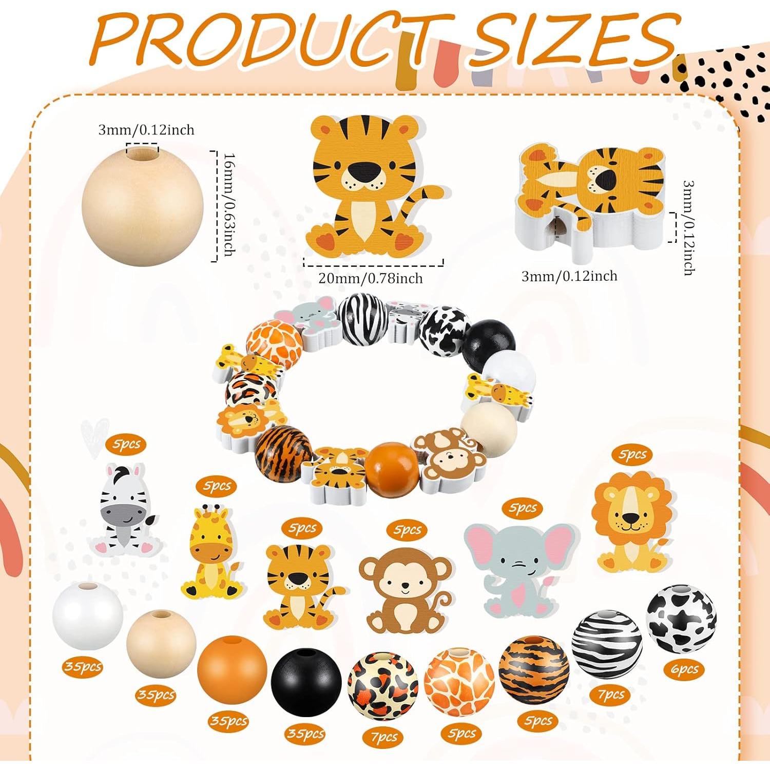 200 Perlas de Madera Animales Waydress para Manualidades