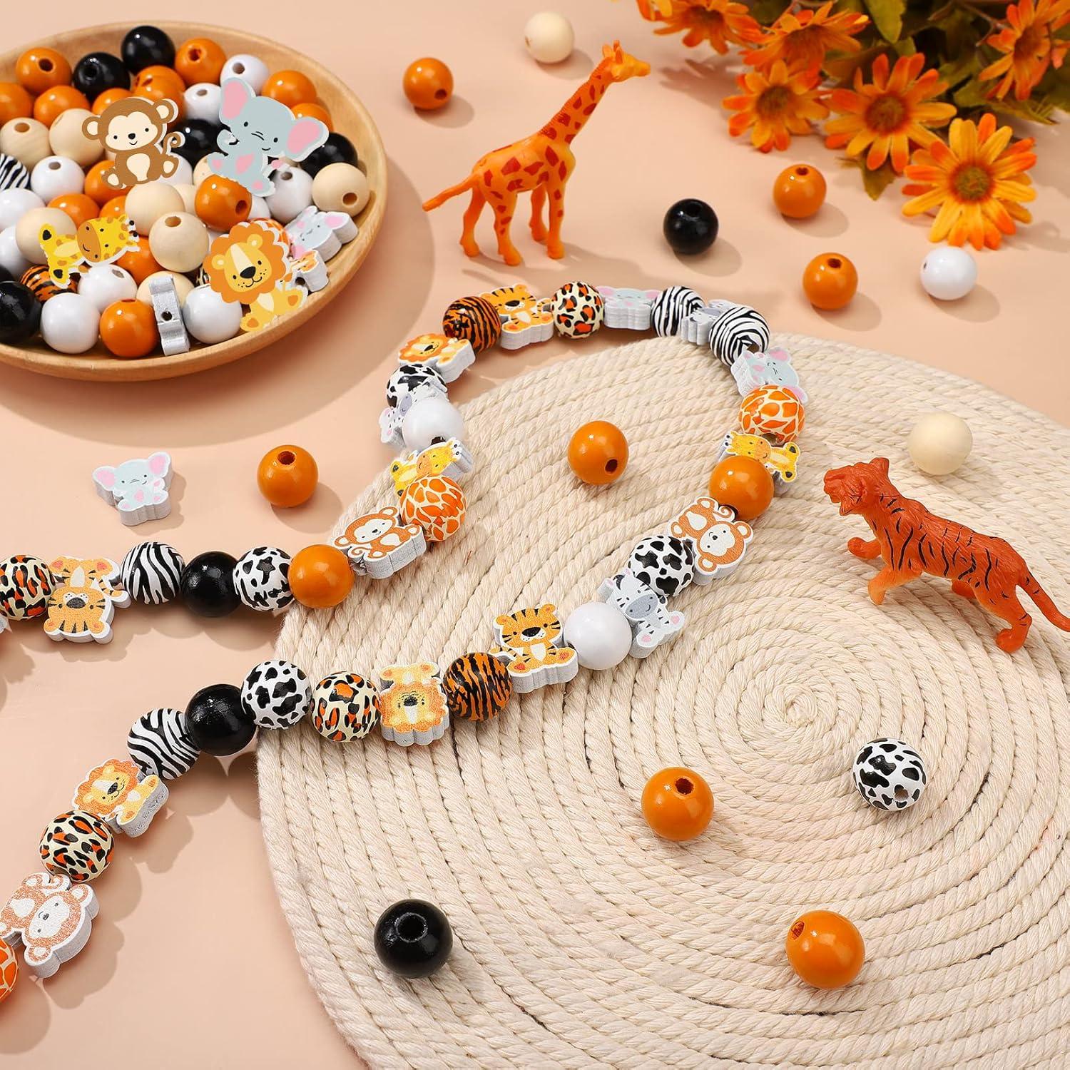 200 Perlas de Madera Animales Waydress para Manualidades