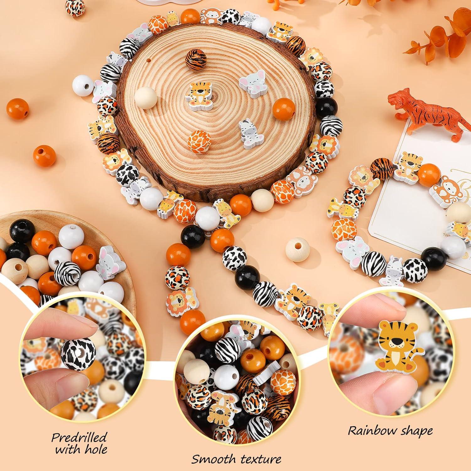 200 Perlas de Madera Animales Waydress para Manualidades