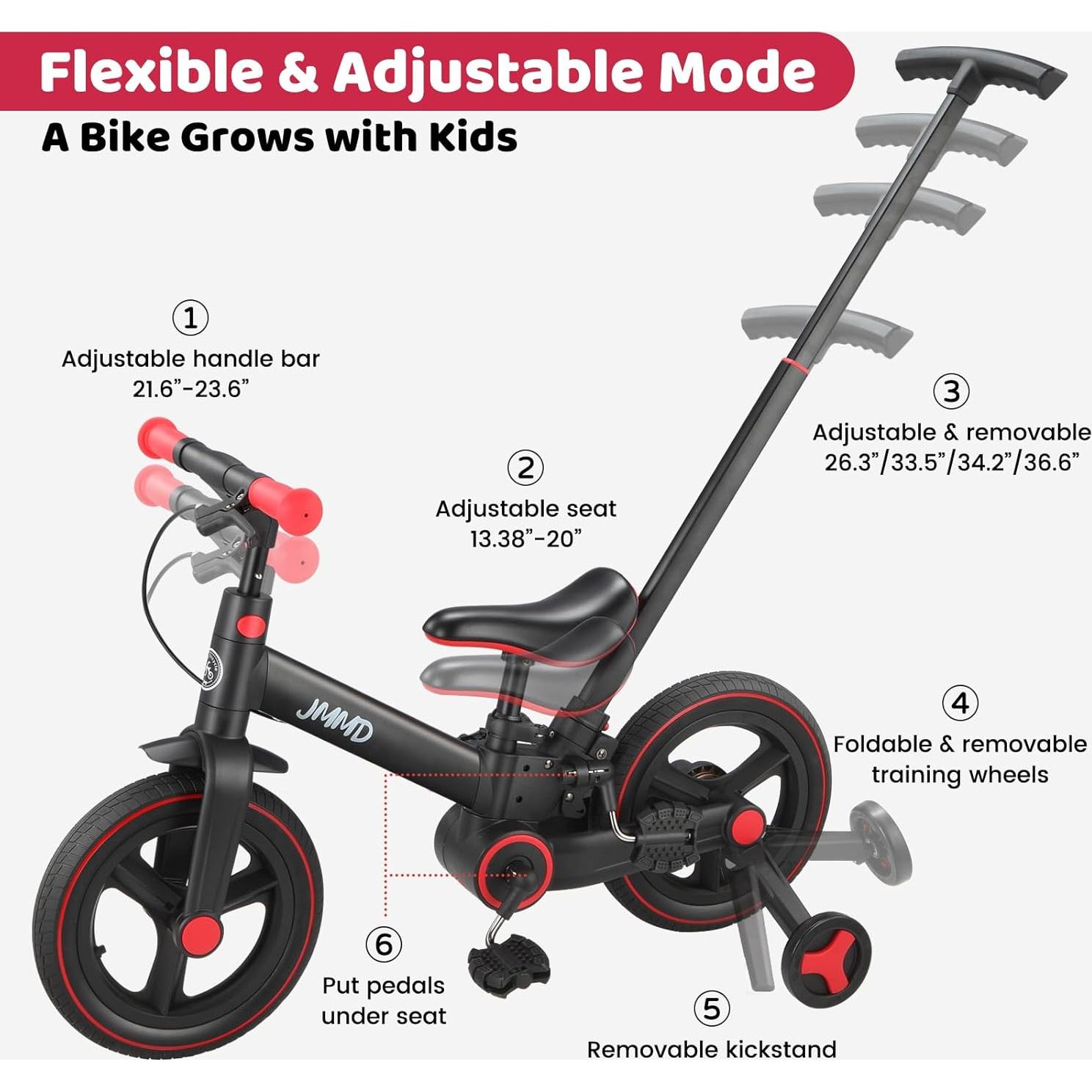 Bicicleta de Equilibrio JMMD 6 en 1 Plegable para Niños 18-60 Meses