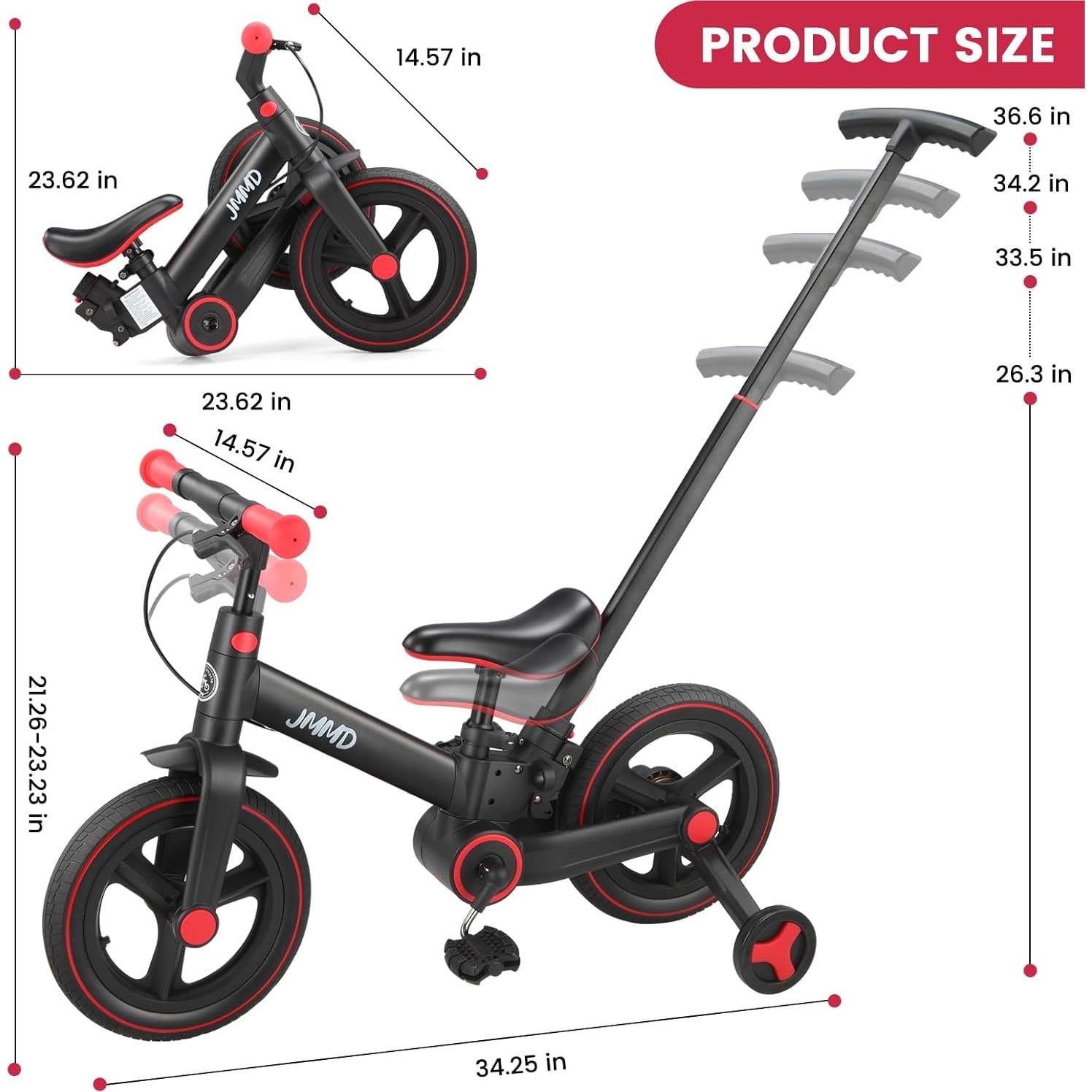 Bicicleta de Equilibrio JMMD 6 en 1 Plegable para Niños 18-60 Meses