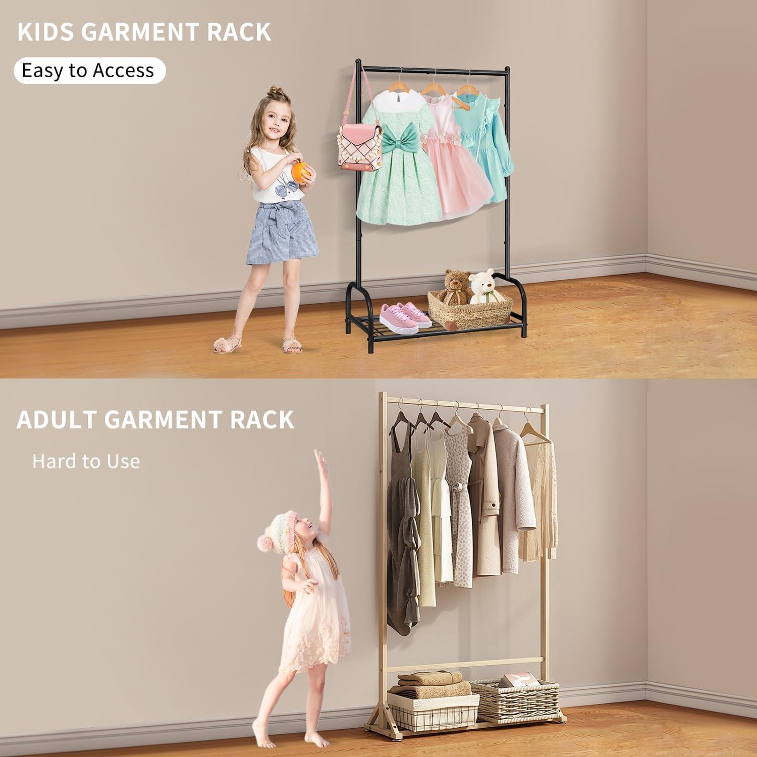 Perchero para Niños Becomrock con Estante de Almacenamiento Negro