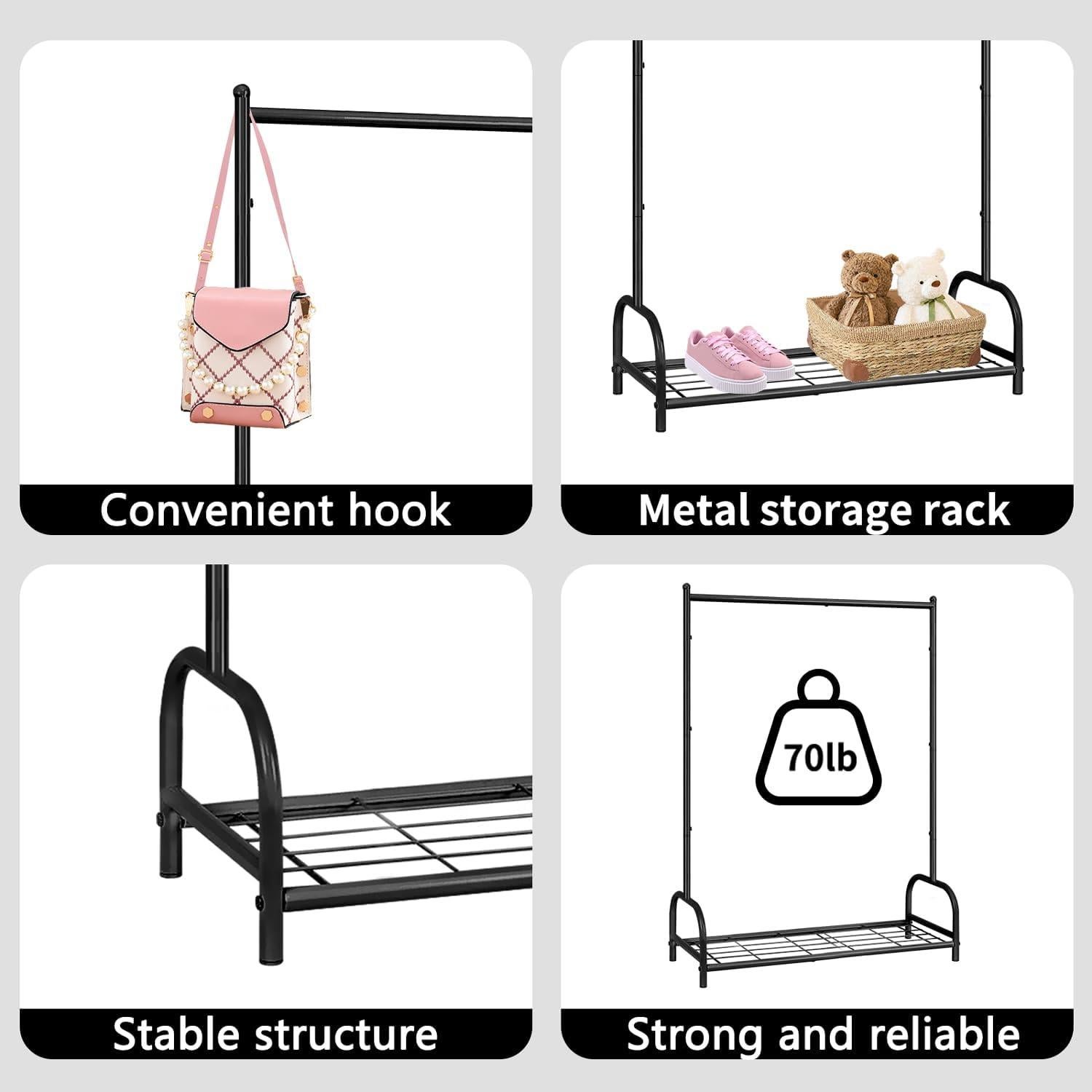 Perchero para Niños Becomrock con Estante de Almacenamiento Negro