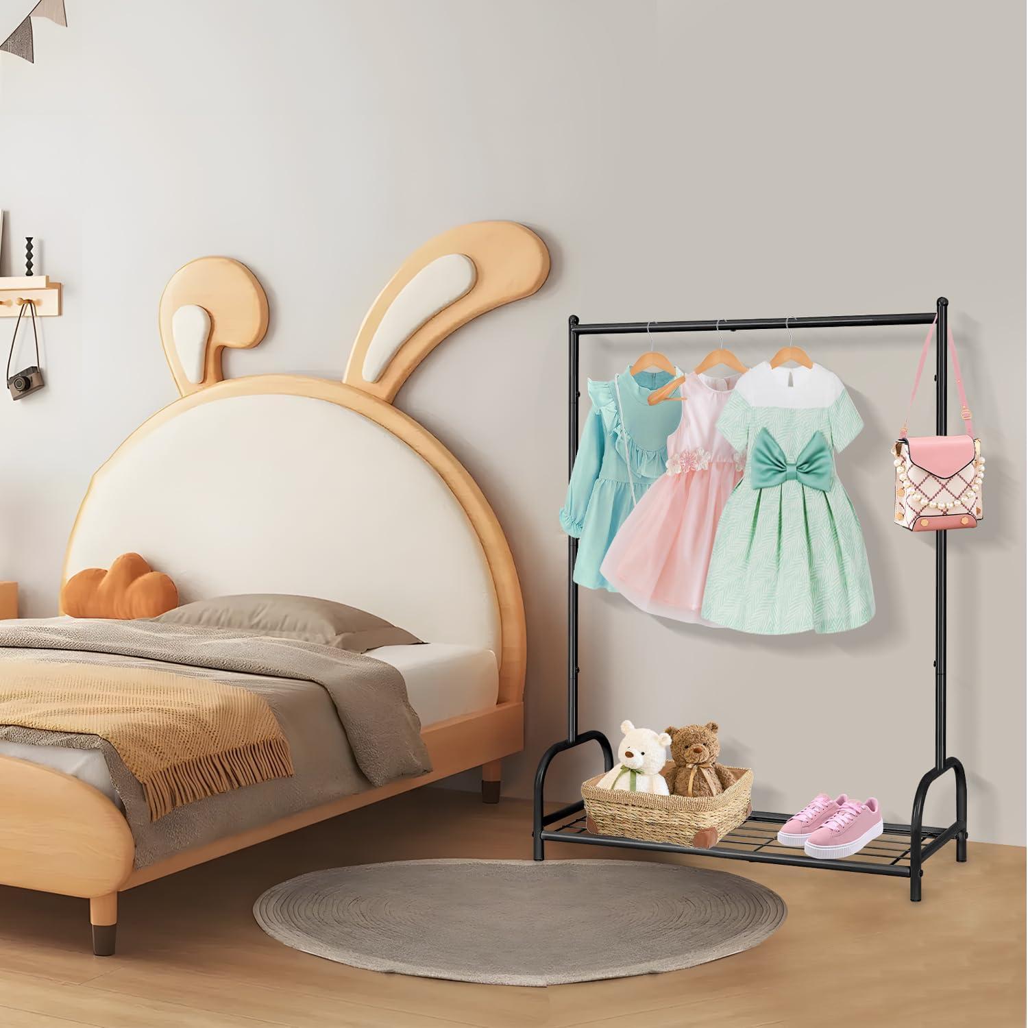 Perchero para Niños Becomrock con Estante de Almacenamiento Negro