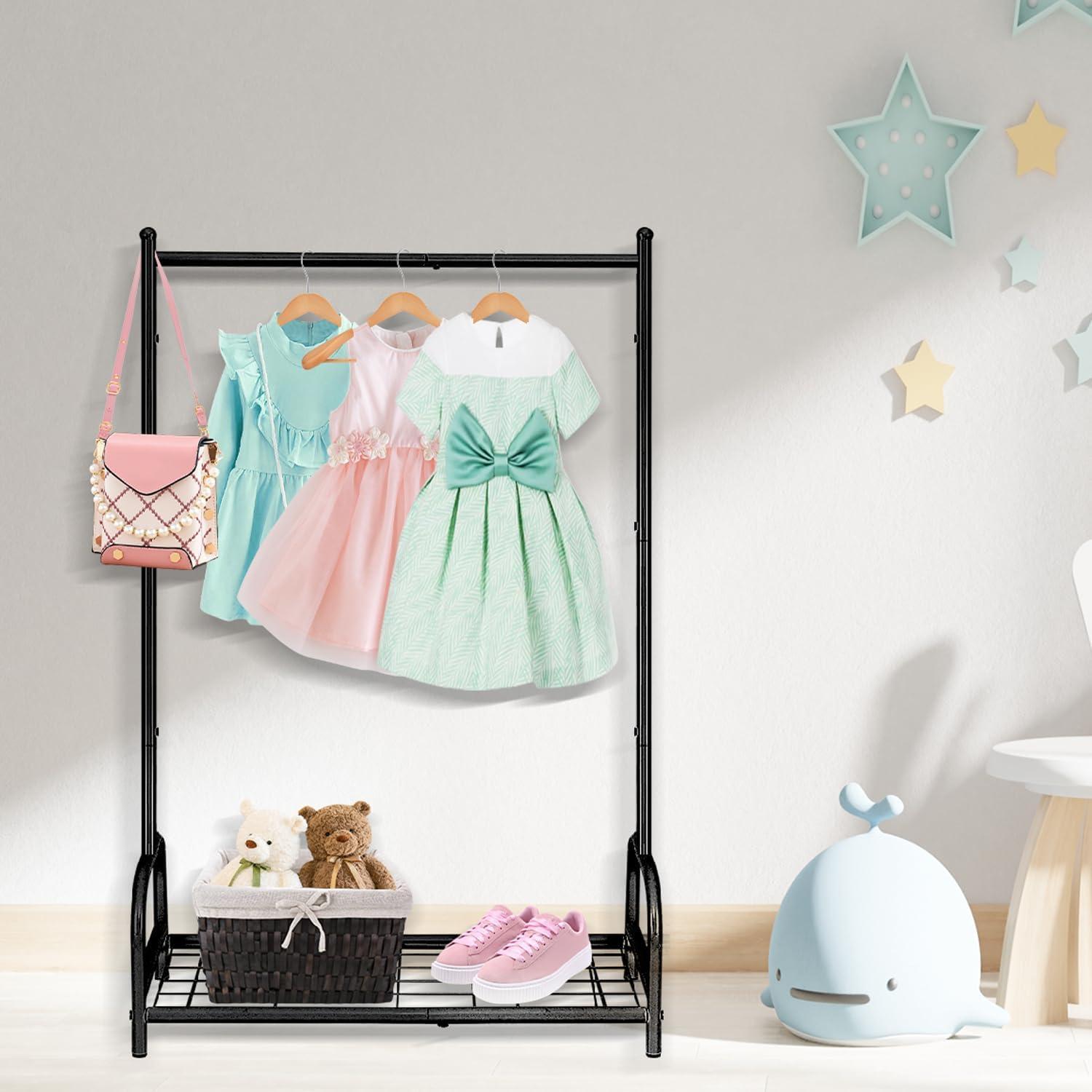 Perchero para Niños Becomrock con Estante de Almacenamiento Negro