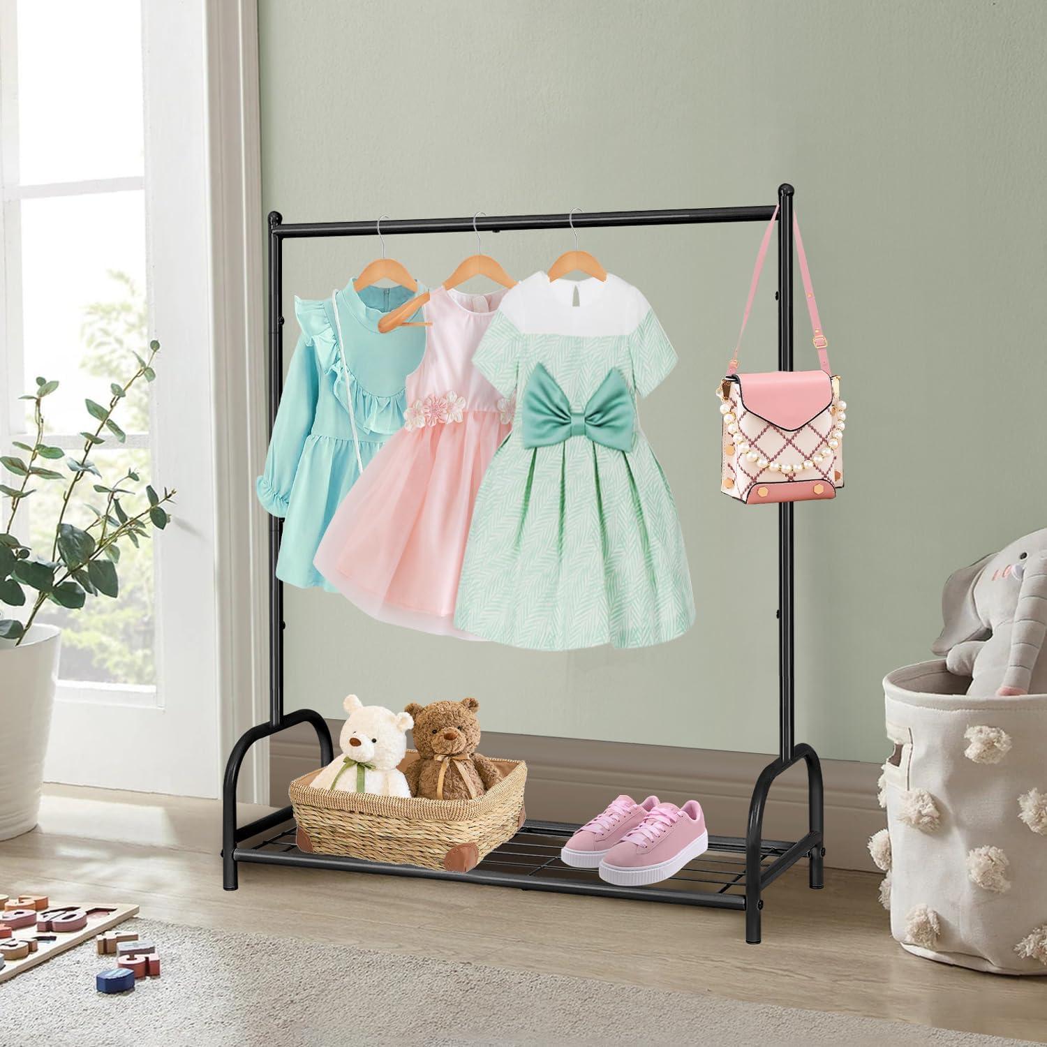 Perchero para Niños Becomrock con Estante de Almacenamiento Negro