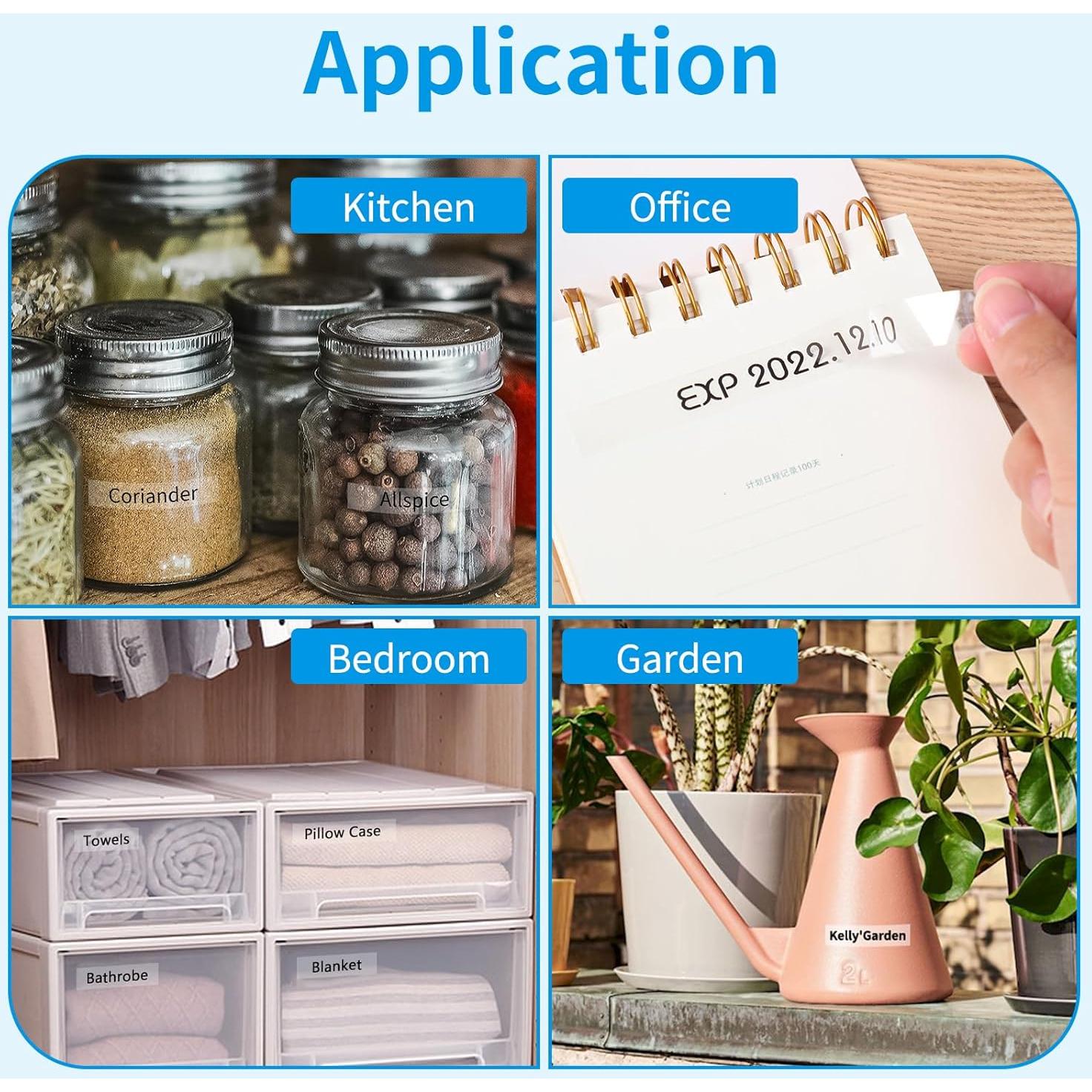 Cinta de Etiquetas Oozmas TZe 12mm Negra sobre Transparente 4 Unidades