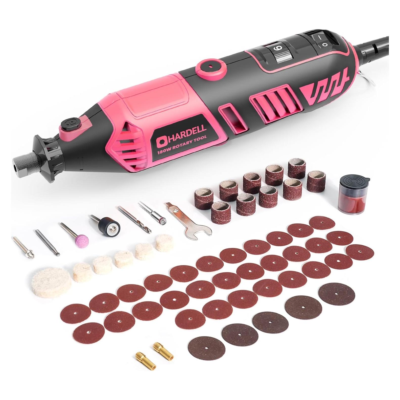 Herramienta Rotativa HARDELL 180W Rosa 61 Accesorios 8000-35000RPM