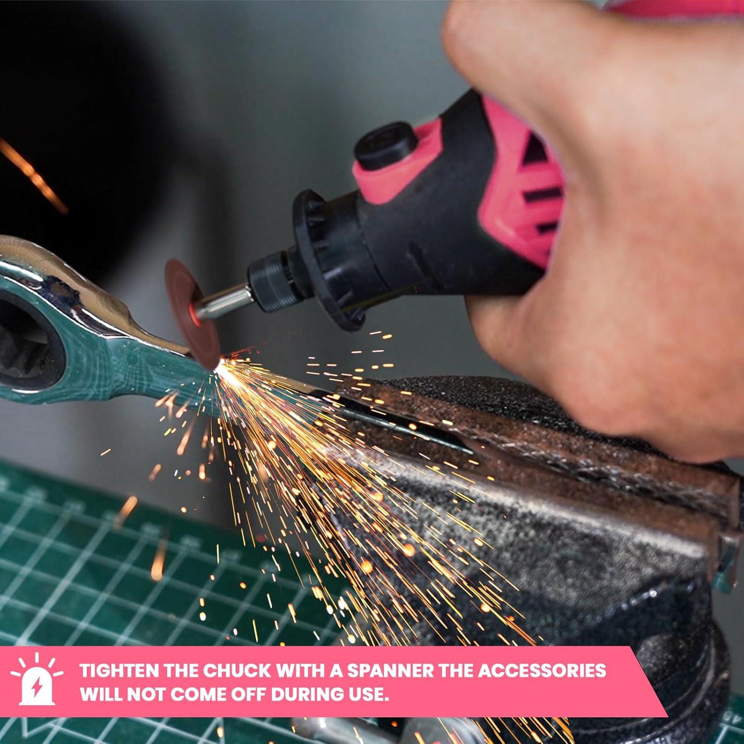 Herramienta Rotativa HARDELL 180W Rosa 61 Accesorios 8000-35000RPM