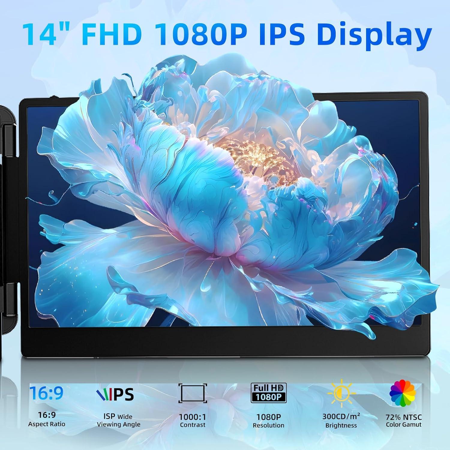 Extensor de Pantalla Portátil BKVOO S1 14" FHD 1080P USB-C HDMI
