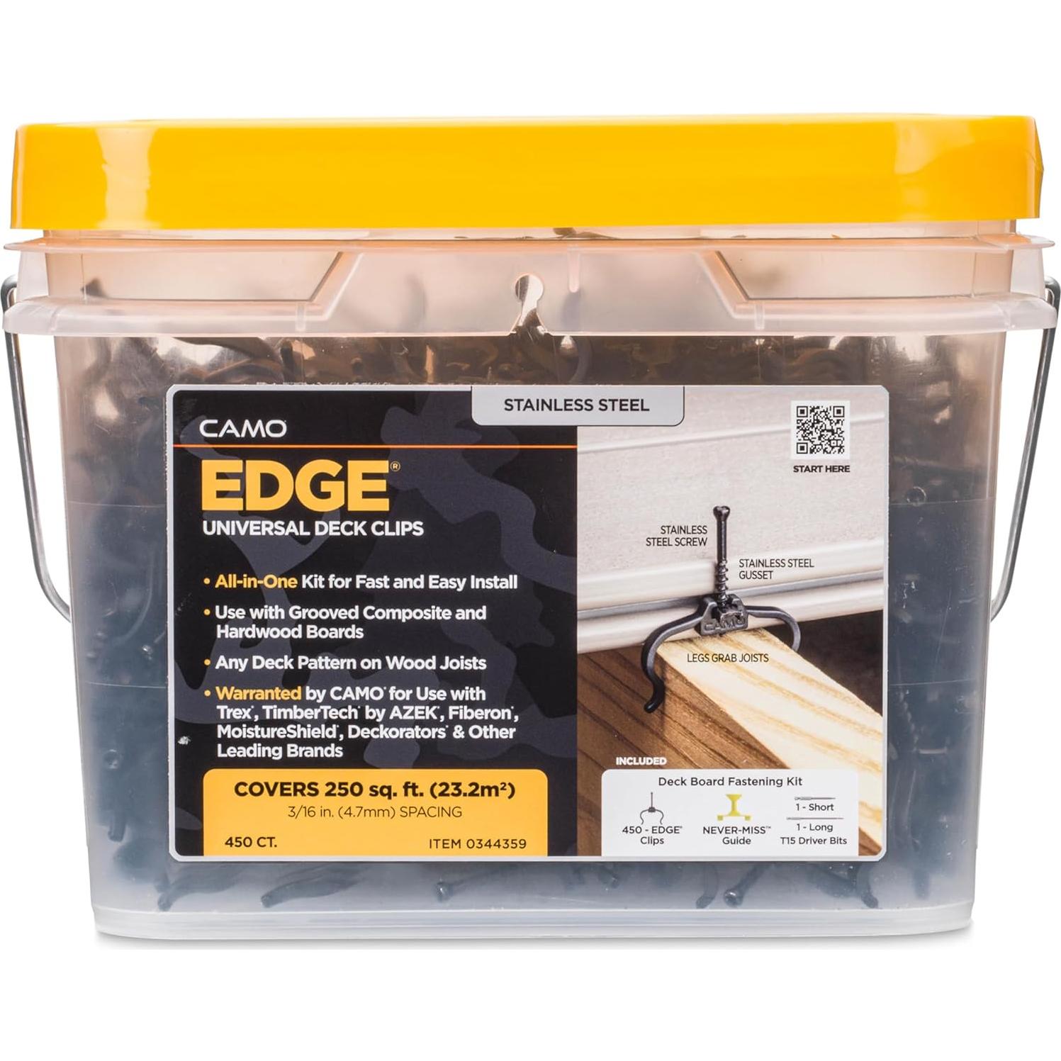 Clips Ocultos para Deck CAMO Edge 90 Unidades Acero Inoxidable