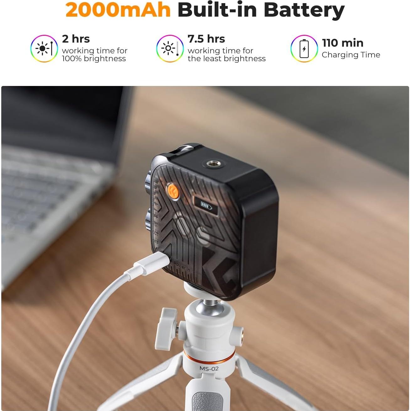 Luz de Video RGB K&F Concept Portátil 2000mAh 2500K-9900K