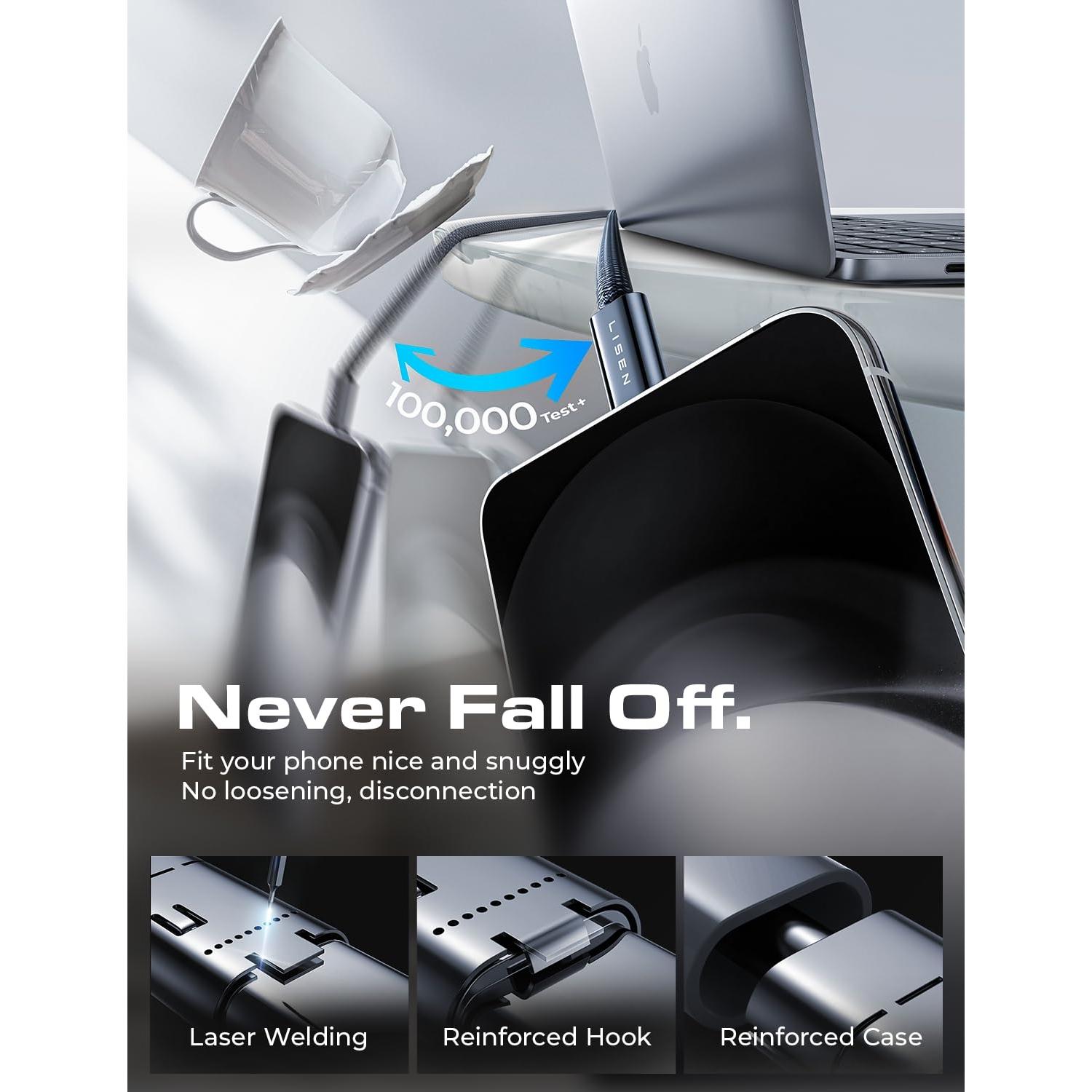 Cable USB C a USB C LISEN 240W 2M Carga Rápida Medianoche