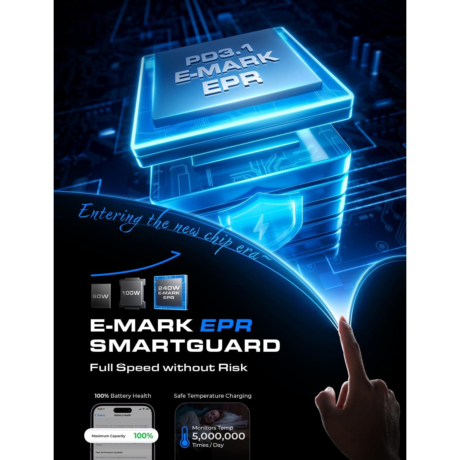 Cable USB C a USB C LISEN 240W 2M Carga Rápida Medianoche