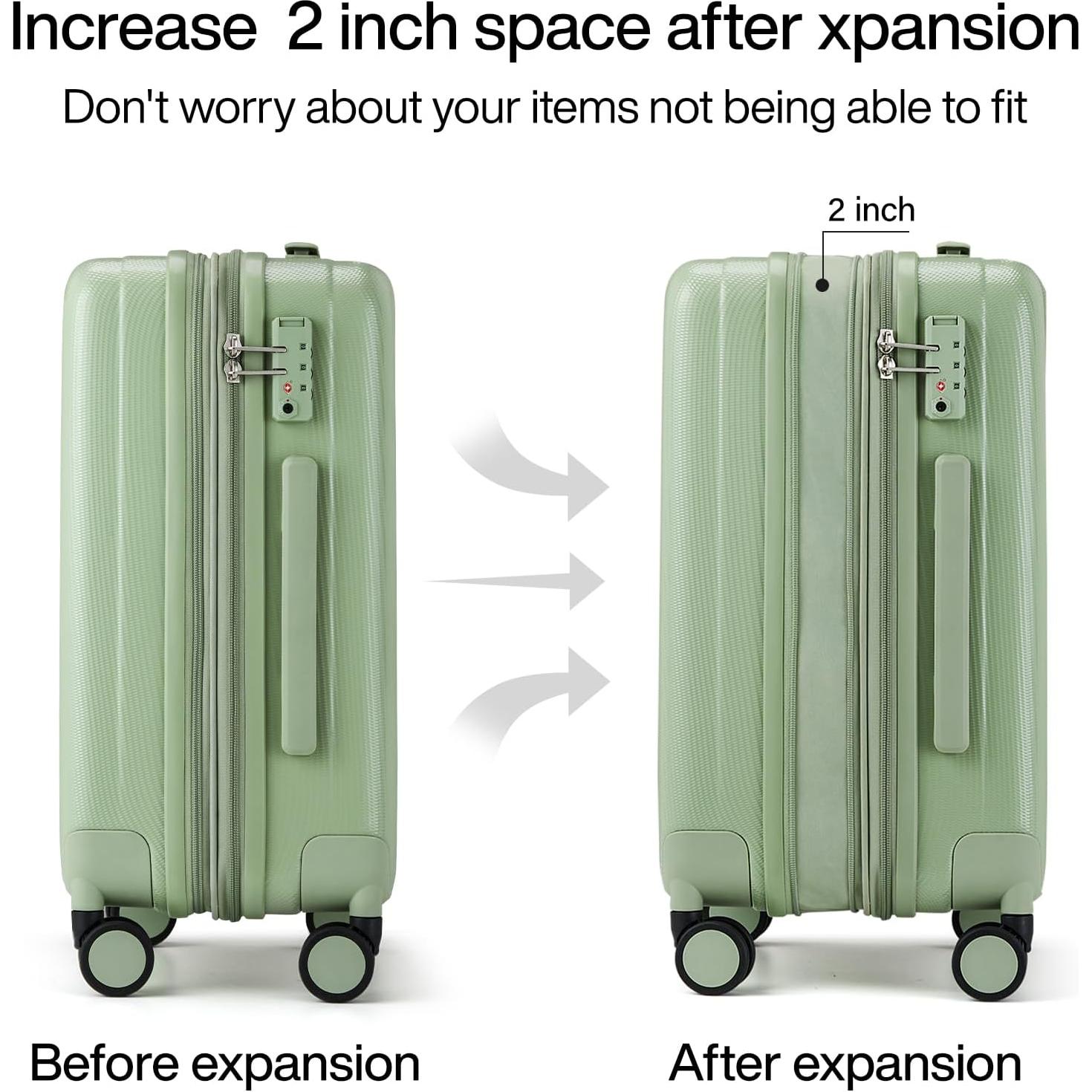 Conjunto de Equipaje Duro Expandible Hanke 2 Piezas 20/29" Verde