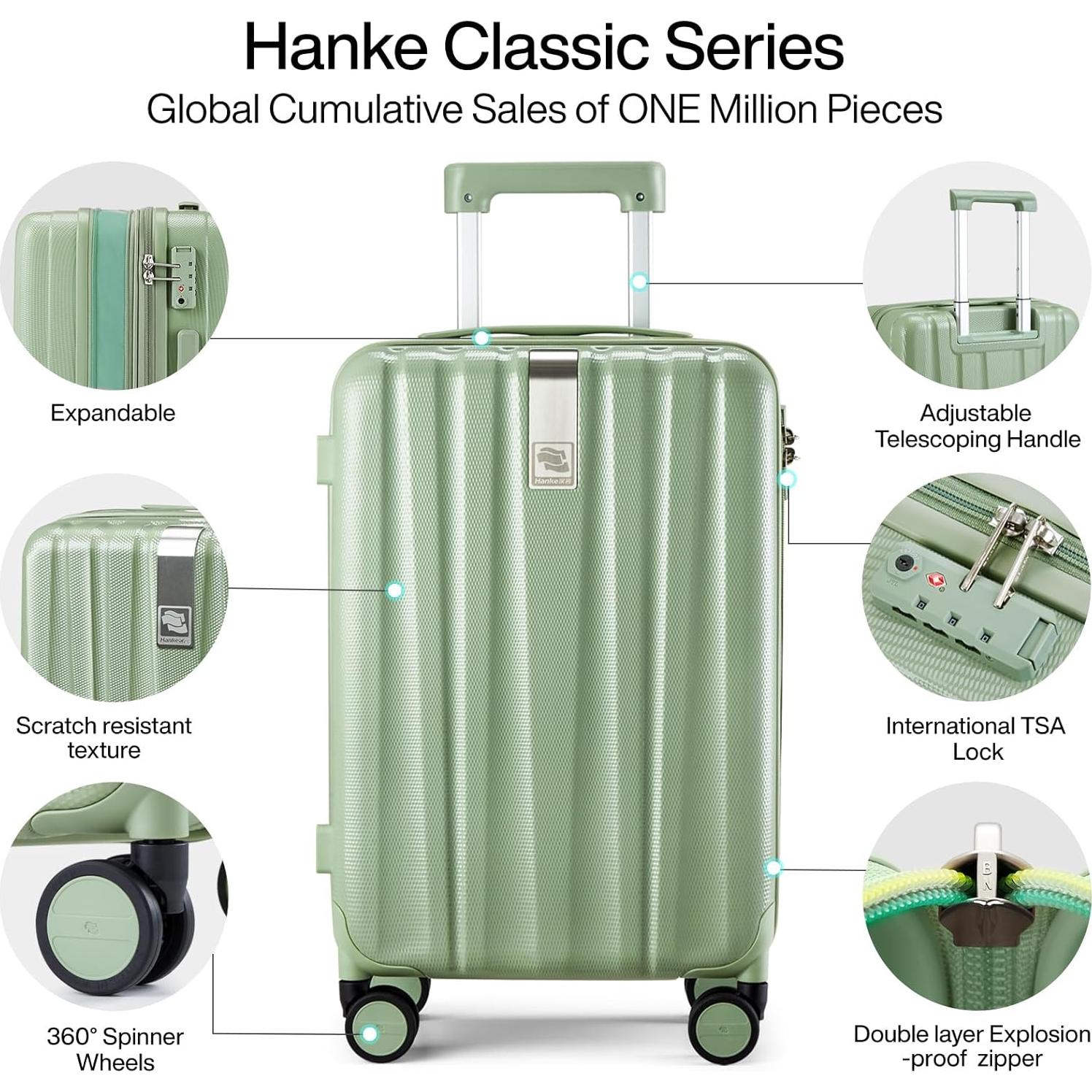 Conjunto de Equipaje Duro Expandible Hanke 2 Piezas 20/29" Verde