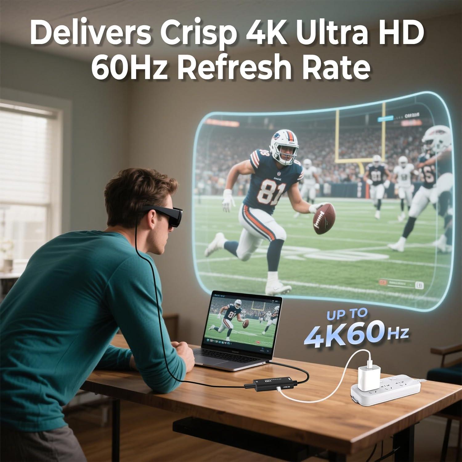 Adaptador HDMI a USB-C Guermok 4K 60Hz para Gafas AR