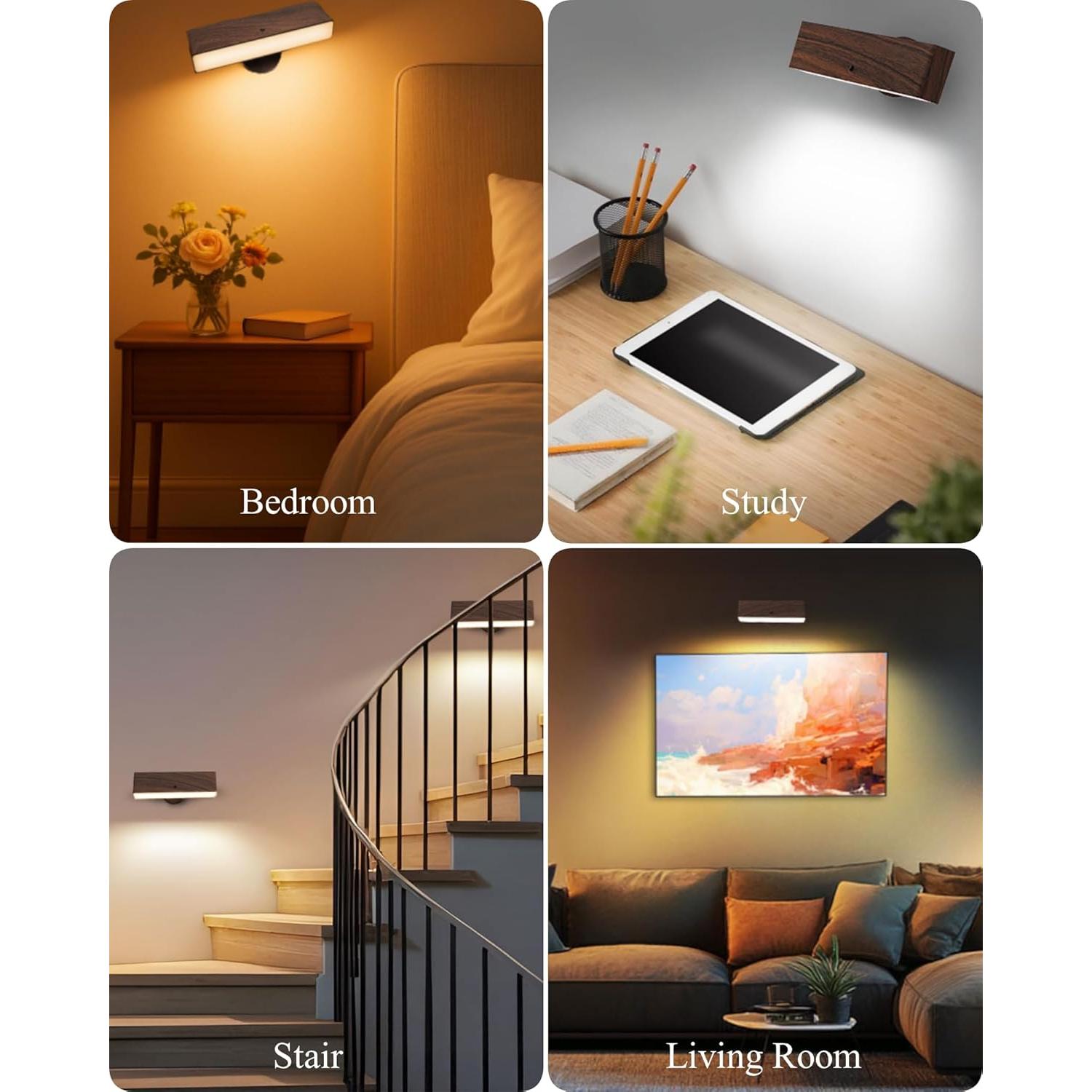 Juego de 2 Apliques de Pared LED iThird Madera Recargables