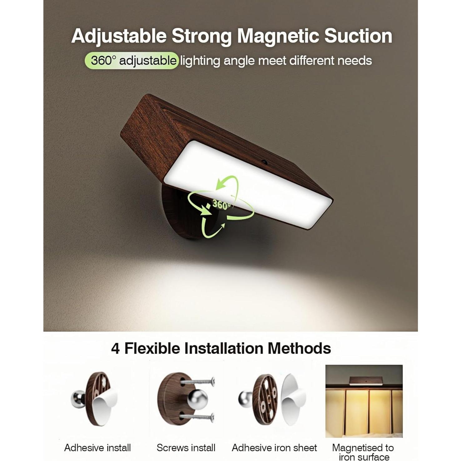 Juego de 2 Apliques de Pared LED iThird Madera Recargables