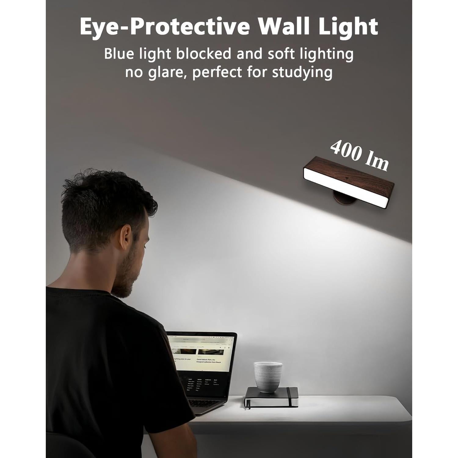 Juego de 2 Apliques de Pared LED iThird Madera Recargables