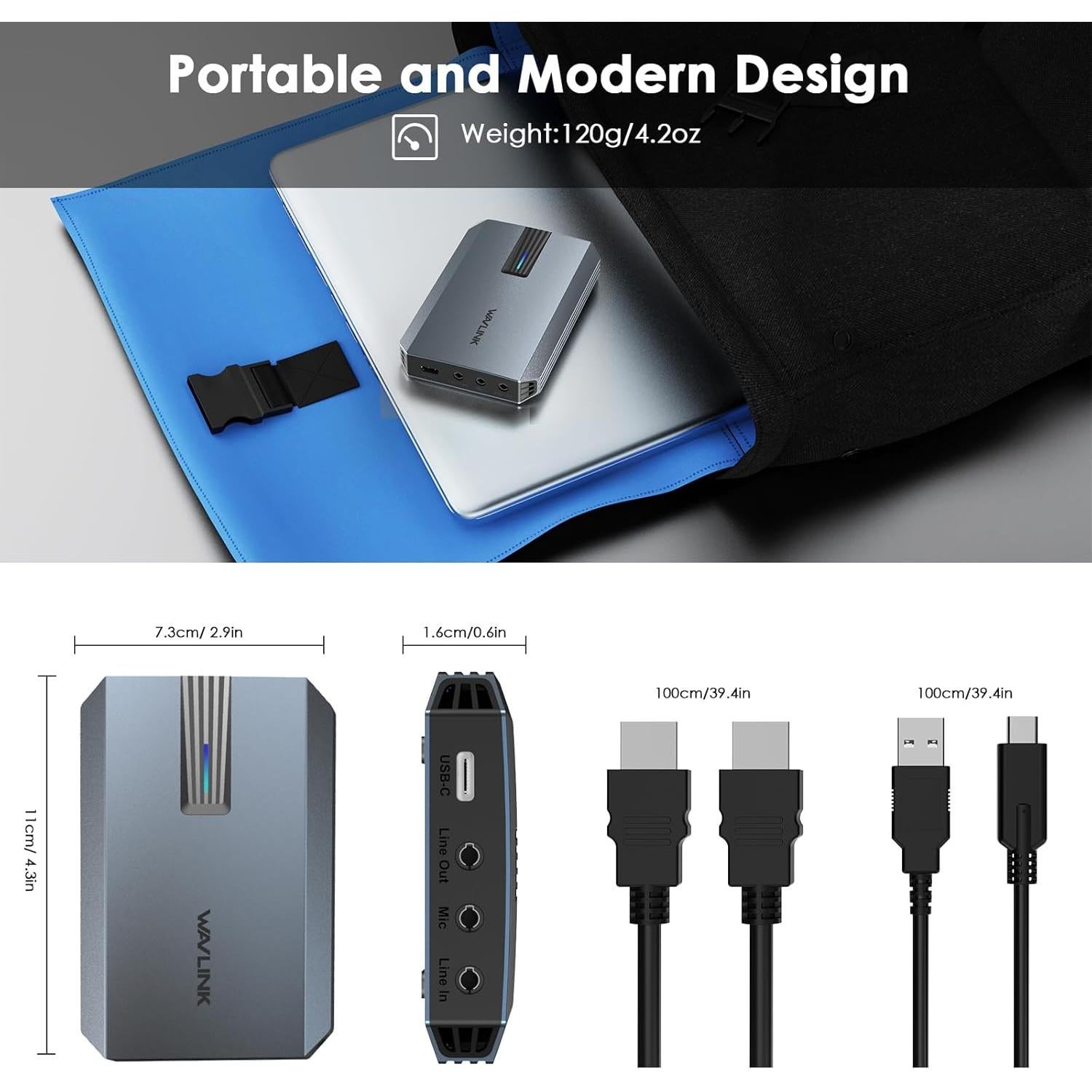 Tarjeta de Captura 4K UHD WAVLINK HG901U, Ultra-Baja Latencia