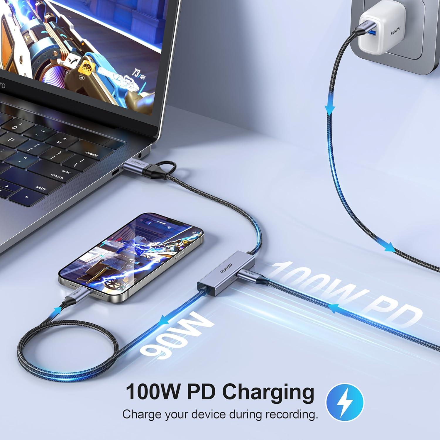 Tarjeta de Captura de Video BENFEI USB-C 1080P 60FPS para Streaming