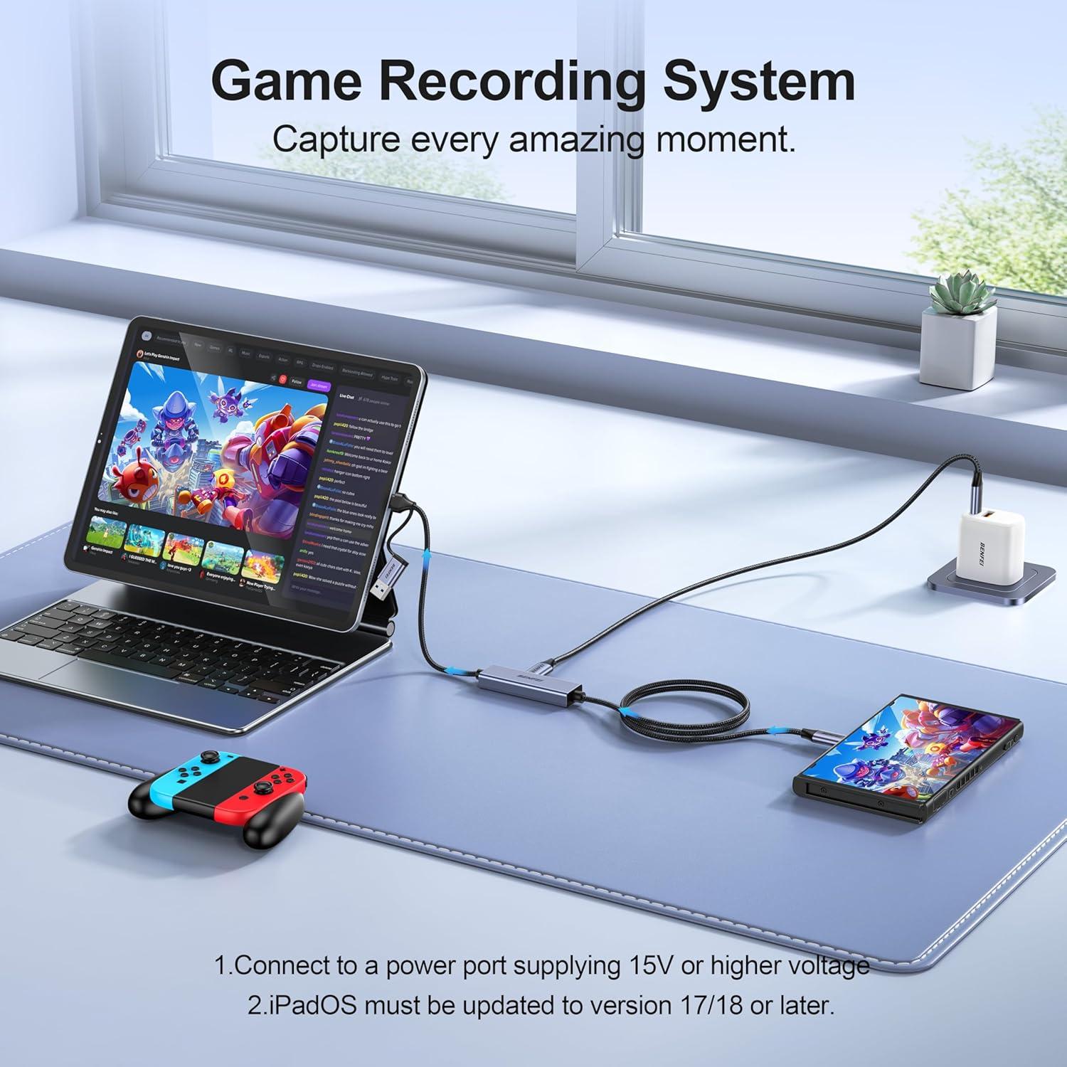 Tarjeta de Captura de Video BENFEI USB-C 1080P 60FPS para Streaming