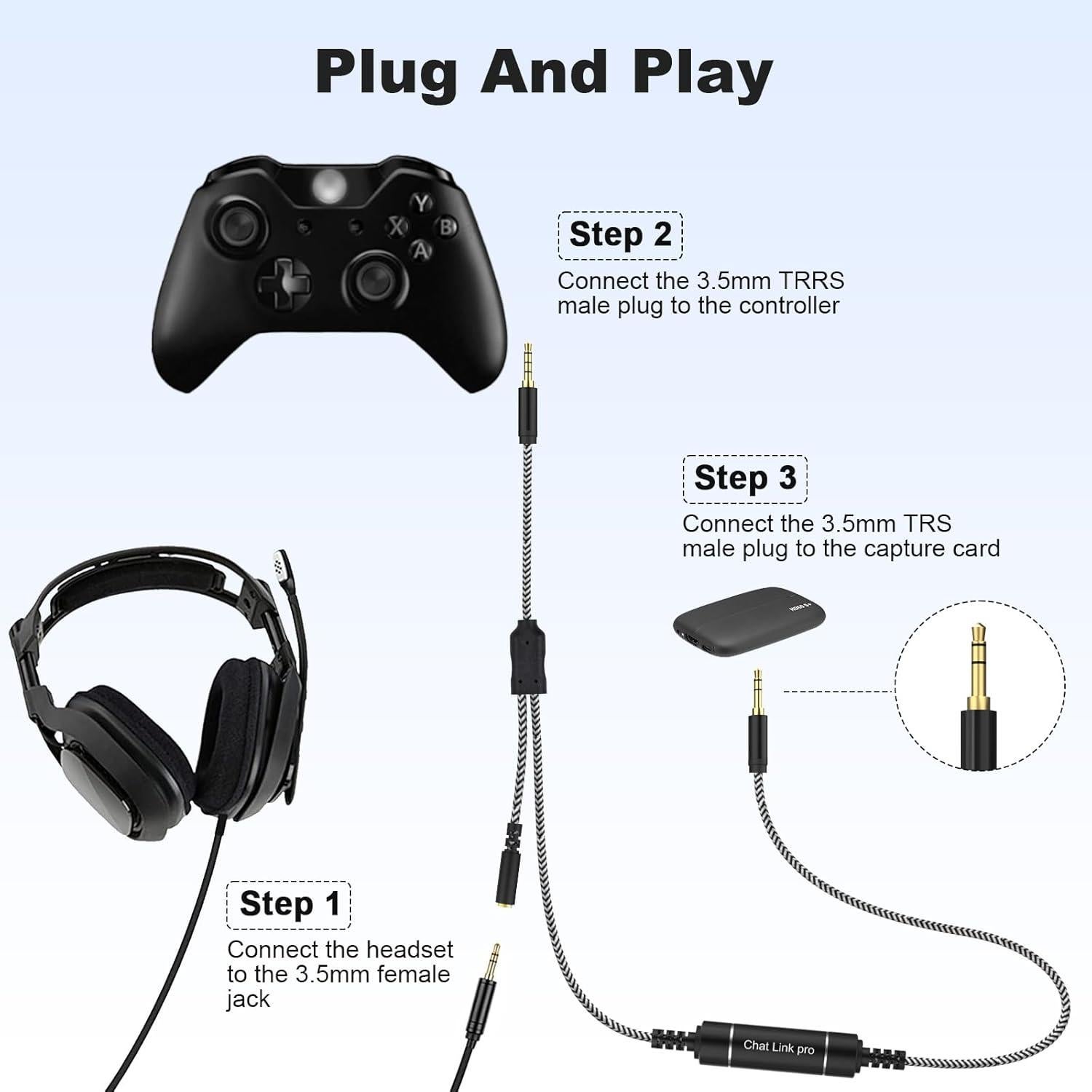 Cable Chat Link Pro Arzweyk 2.7m para Elgato HD60 y PS5