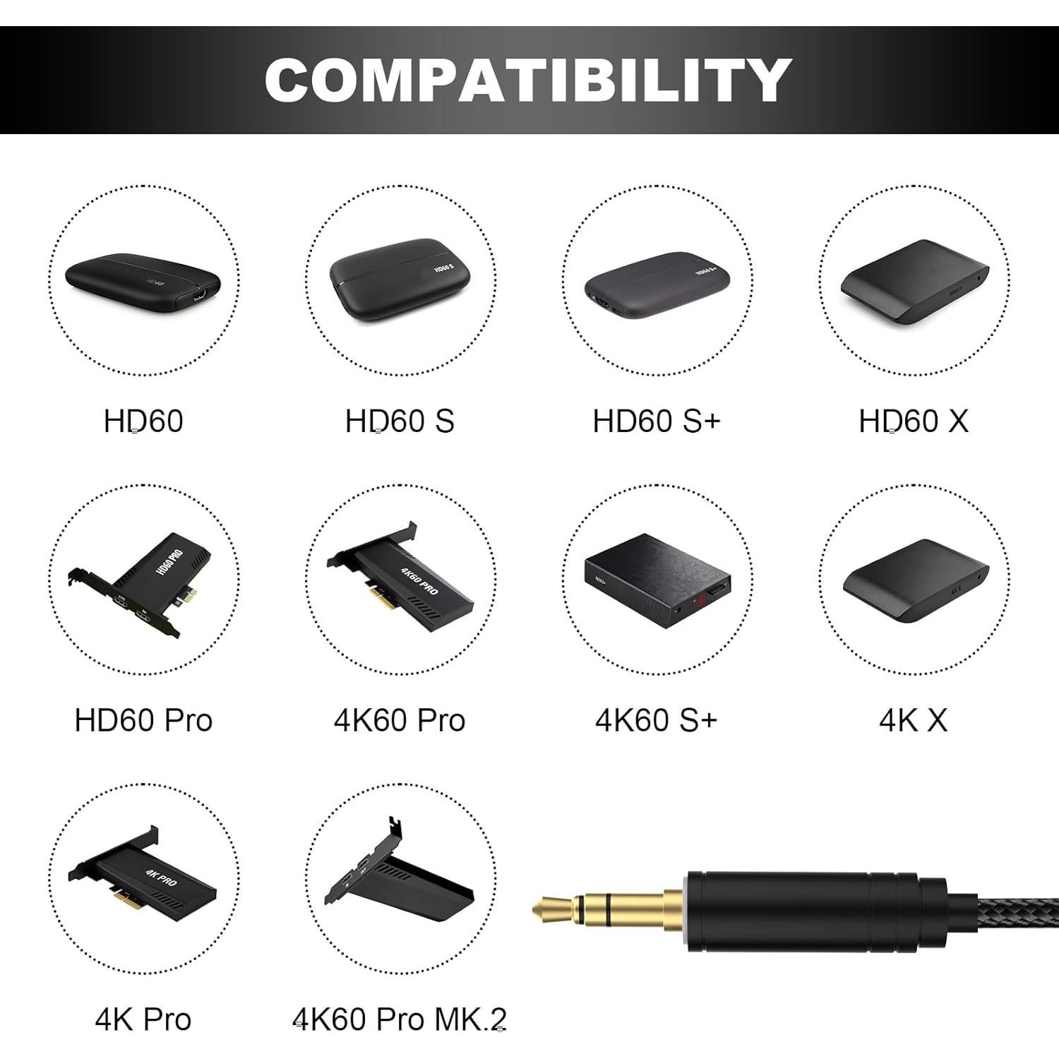 Cable de enlace de chat 2m Puiixur para Elgato HD60, PS4, Xbox