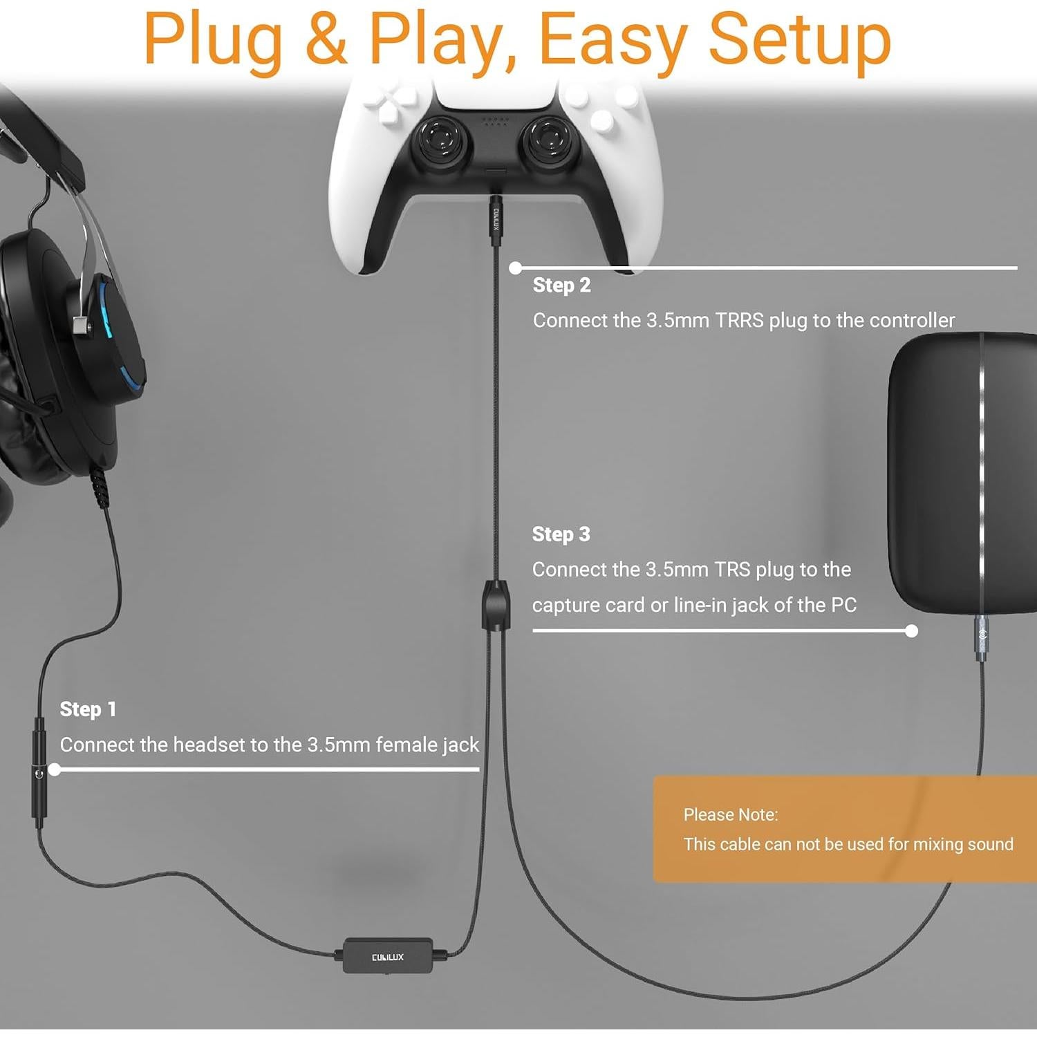 Cable Cubilux Chat Link Pro con Control de Volumen 3.5mm