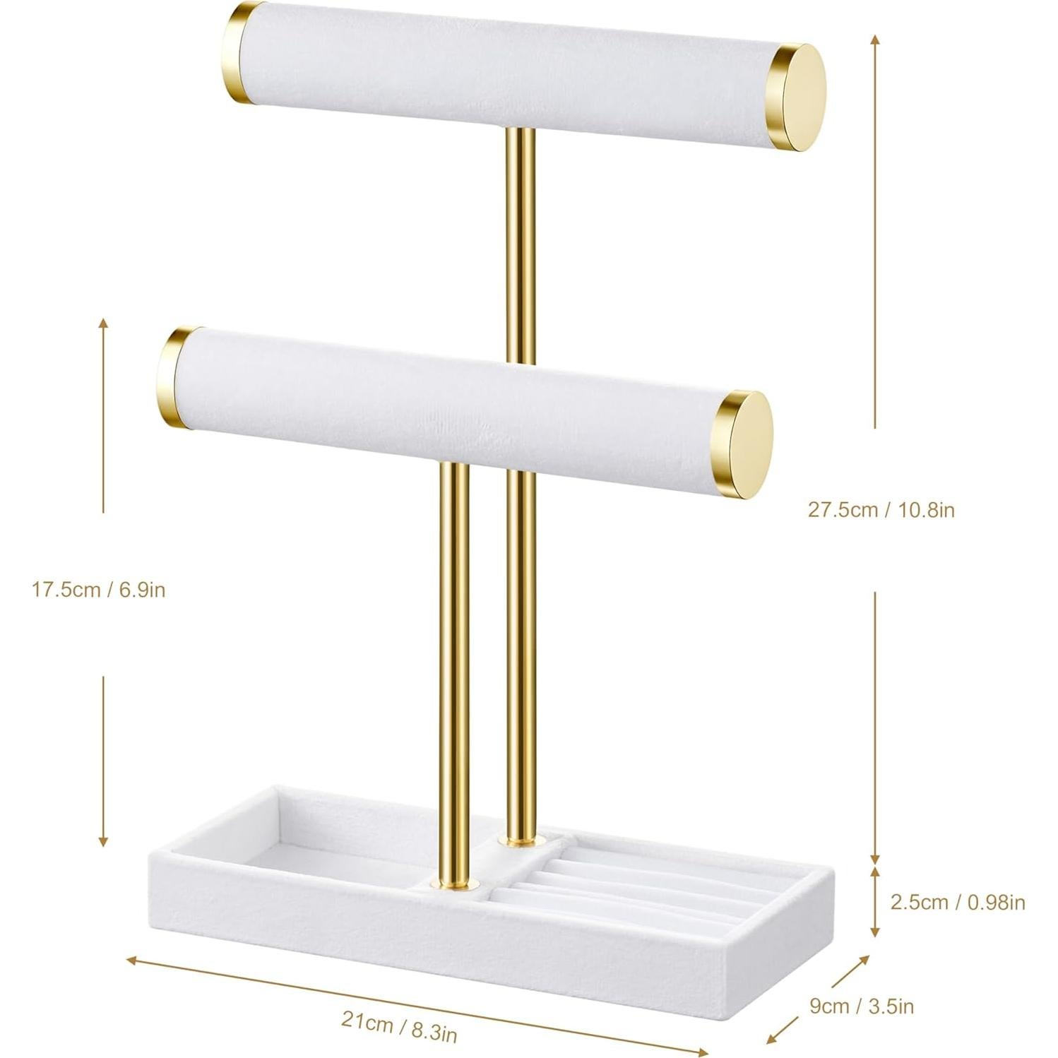Soporte para Pulseras Bussdis de Terciopelo Blanco 2 Niveles