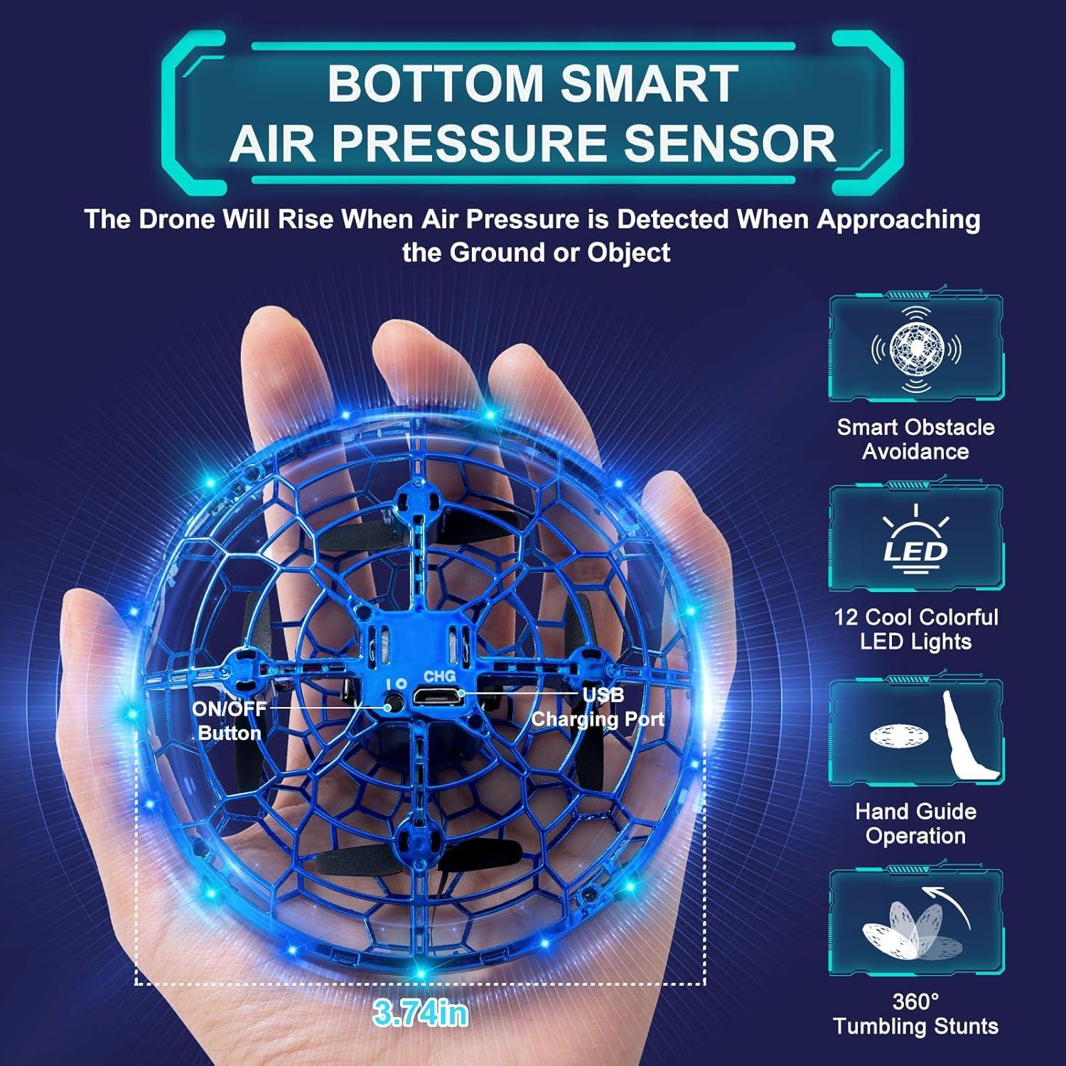 Dron Volador Mini ETPlanet Azul con Control por Gestos 360°