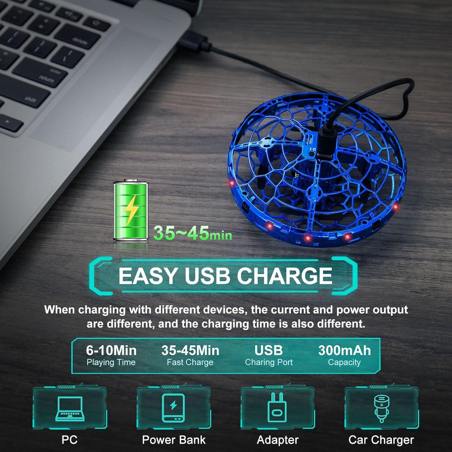 Dron Volador Mini ETPlanet Azul con Control por Gestos 360°