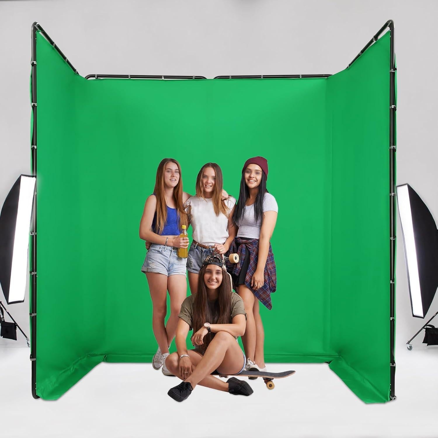 Fondo Verde Plegable 2.4m x 4m con Soporte para Fotografía
