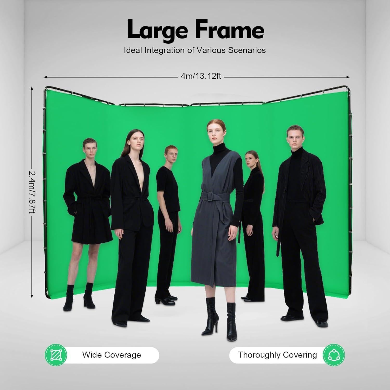 Pantalla Verde de Fondo 4x2.4m con Soporte Plegable FFanhia