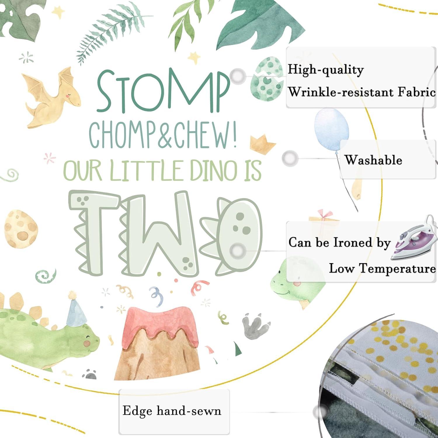 Fondo de Cumpleaños Dinosaurio Rsuuinu 2.13x1.52m Tela Verde