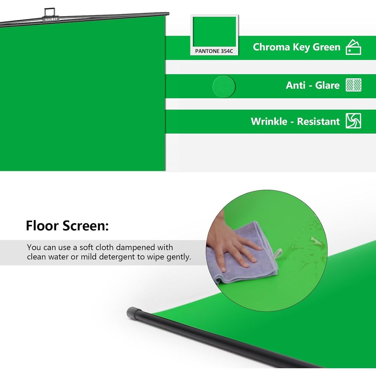 Pantalla Verde Plegable RAUBAY 2.13x2.13m Chroma Key Portátil