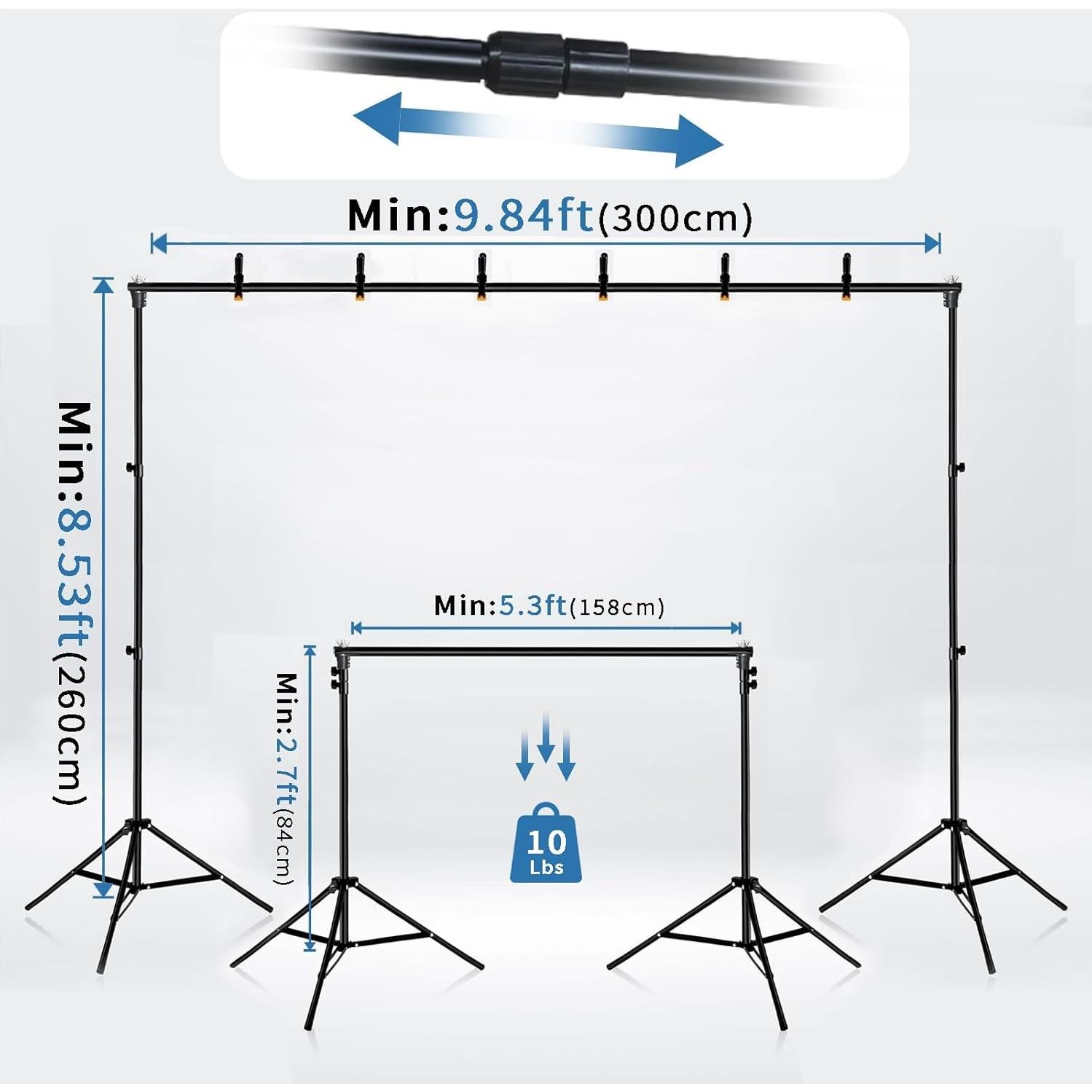 Soporte de Fondo Ajustable LOOWVY 2.6x3.0m para Fotografía